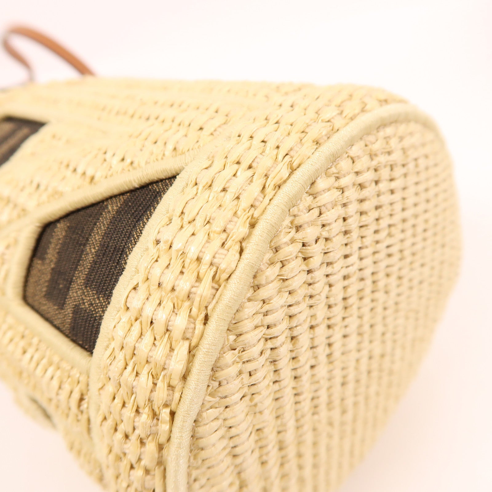 FENDI Raffia/帆布Step Out Bucket金扣手挽肩背兩用袋