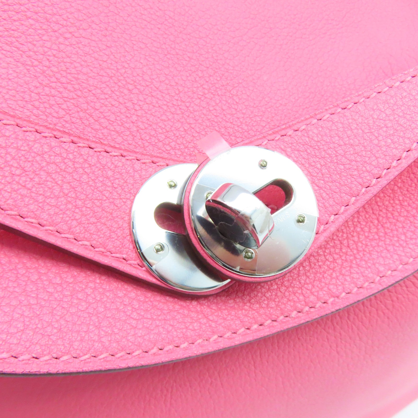 HERMES Evercolor皮革Lindy 26银扣手挽肩背两用袋Rose Lipstick粉红色