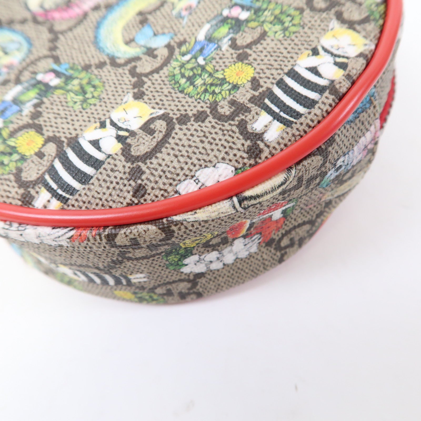 GUCCI 塗層帆布Yuko Higuchi Belt Bag銀扣腰包啡色/紅色