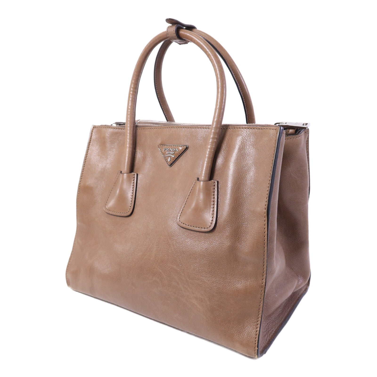 PRADA 牛皮皮革Hand Bag銀扣手挽袋