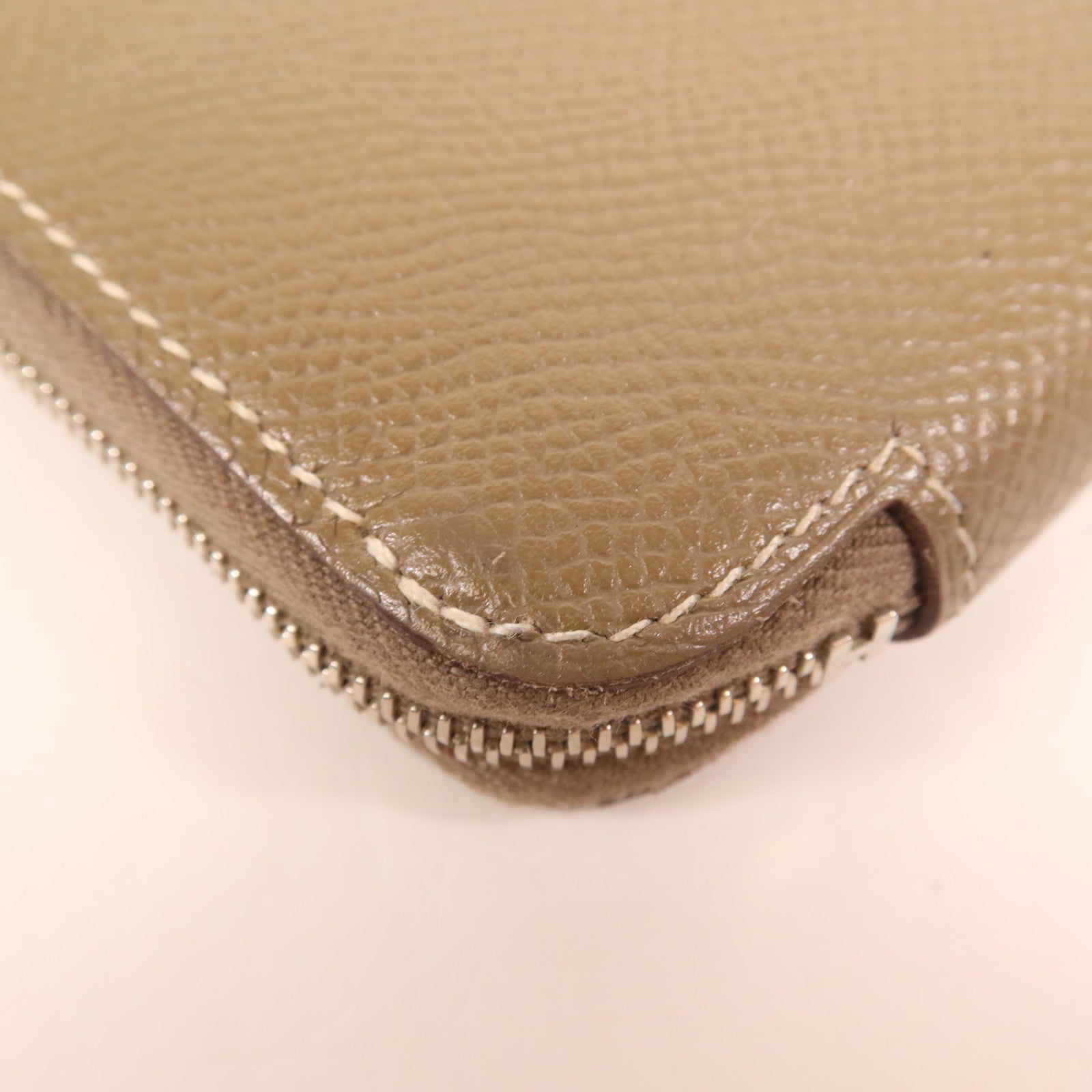 HERMES Epsom皮革Silk In Compact銀扣錢包Etoupe