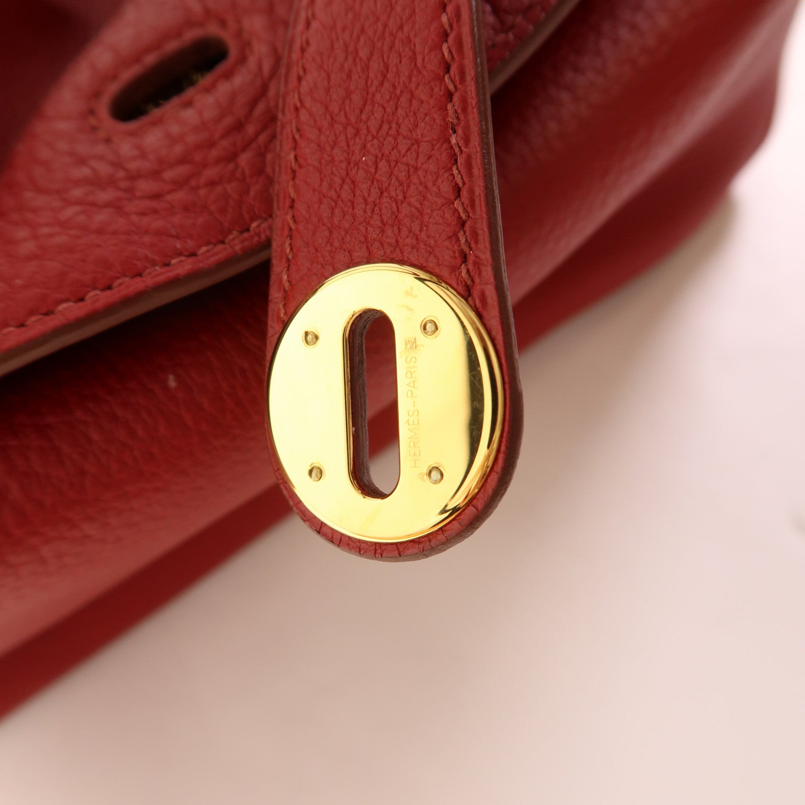 HERMES Clemence皮革Lindy 30金扣手挽肩背兩用袋 Rouge Tomate