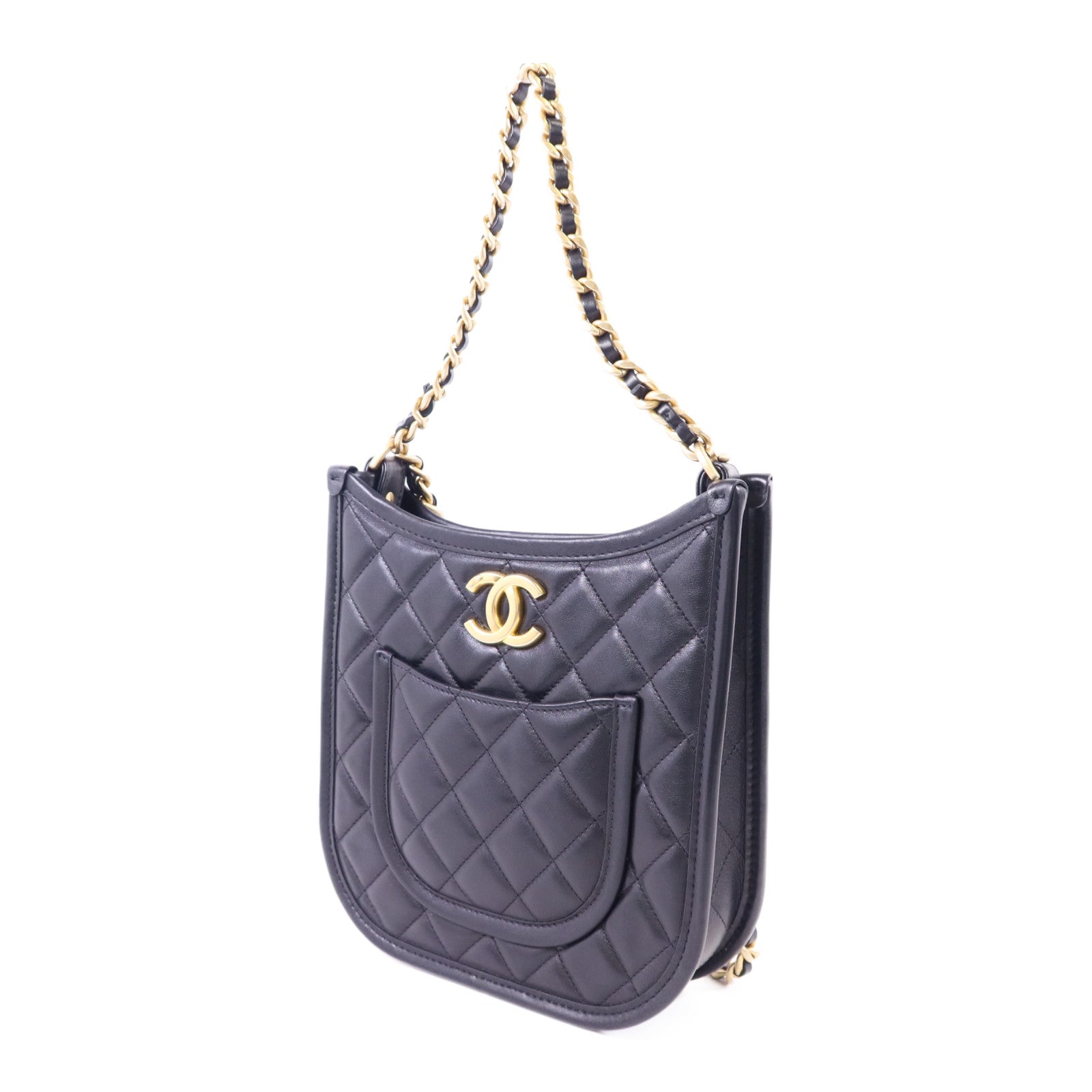 CHANEL 【激減優惠】牛皮皮革24S Hobo金扣鏈帶肩背袋