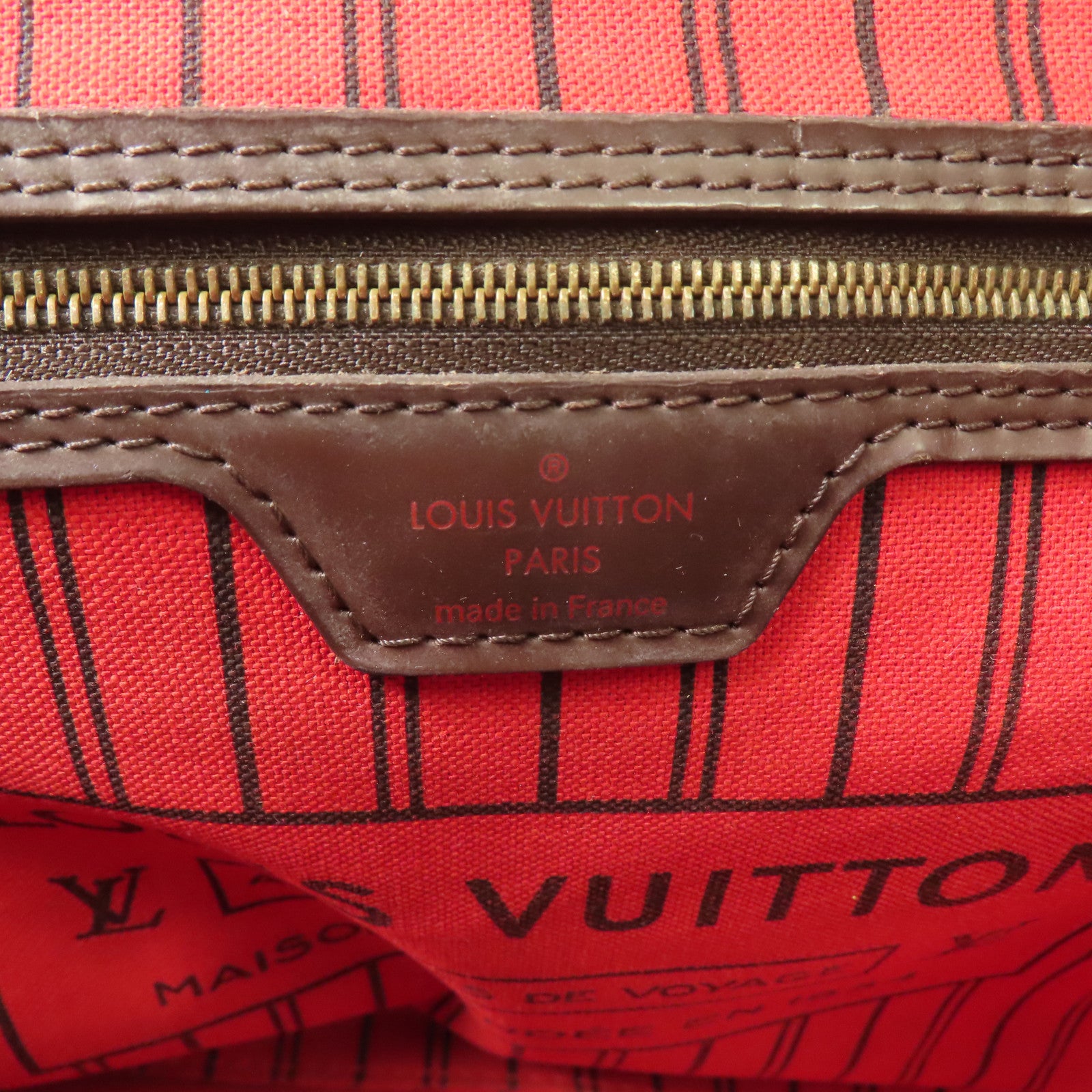 LOUIS VUITTON Damier Neverfull MM金扣肩背袋