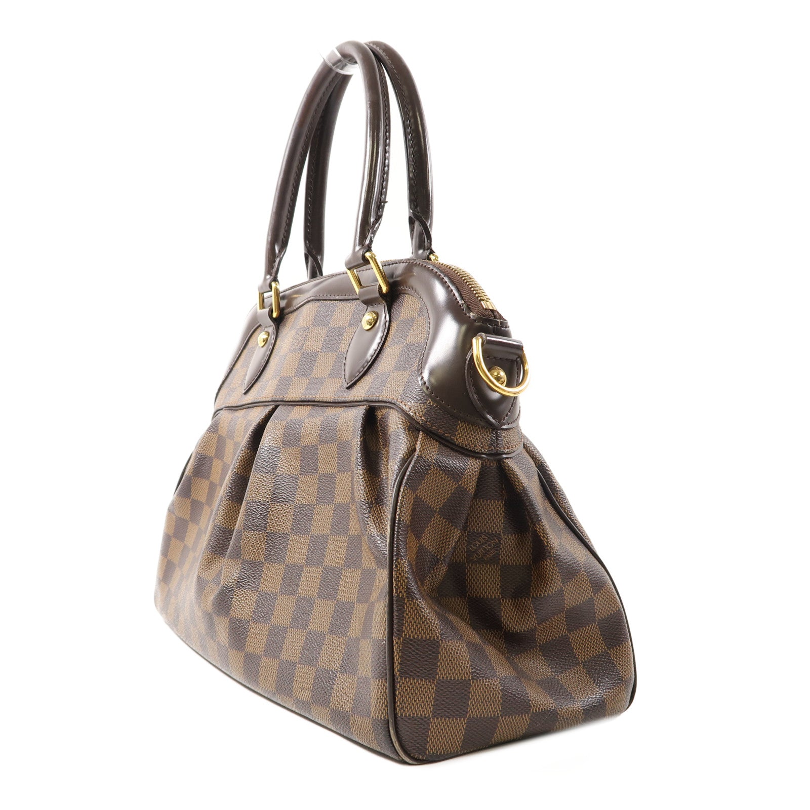 LOUIS VUITTON Damier Trevi金扣手挽肩背兩用袋棕色