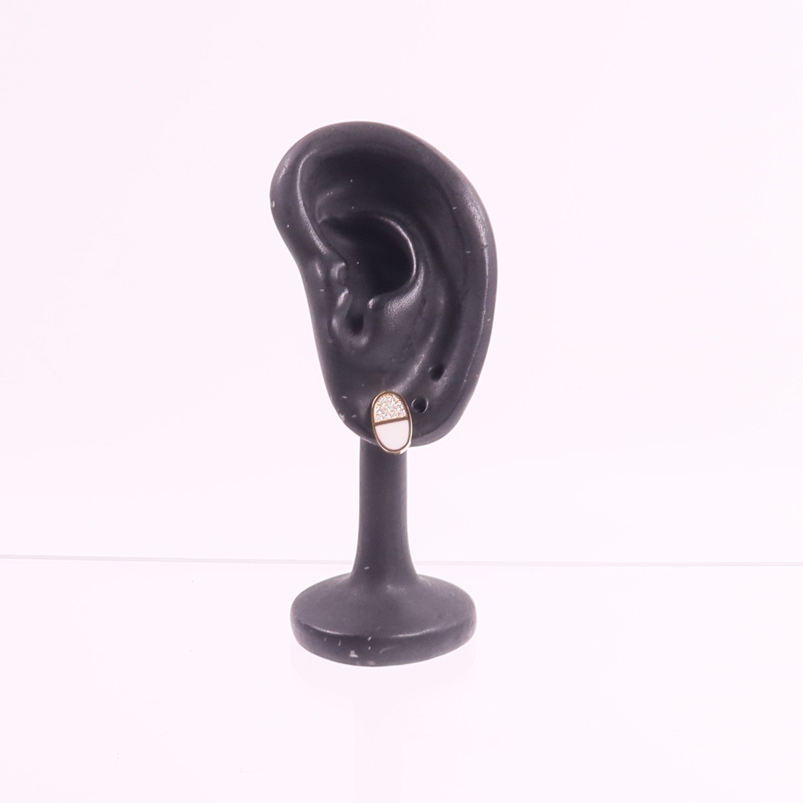 HERMES 18K玫瑰金/陶瓷Chaine Dancre Verso Earrings鑽石耳環