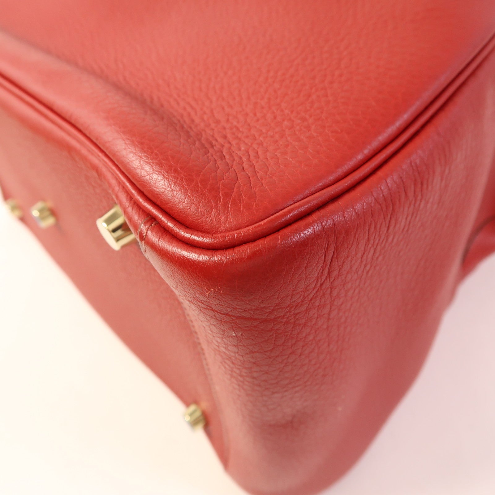 HERMES 【激減優惠】Clemence皮革Lindy 30金扣手挽肩背兩用袋 Rouge Tomate