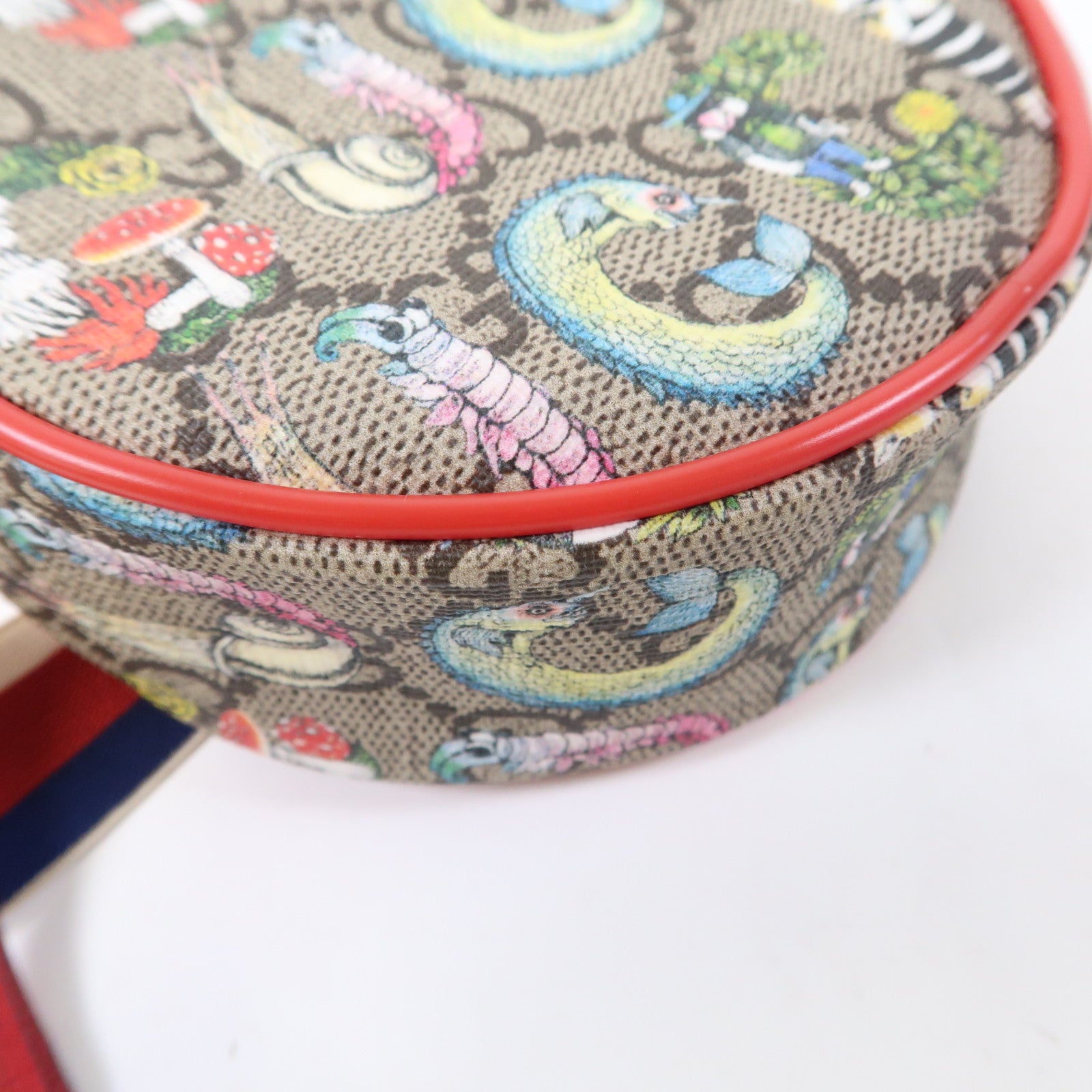 GUCCI 塗層帆布Yuko Higuchi Belt Bag銀扣腰包啡色/紅色