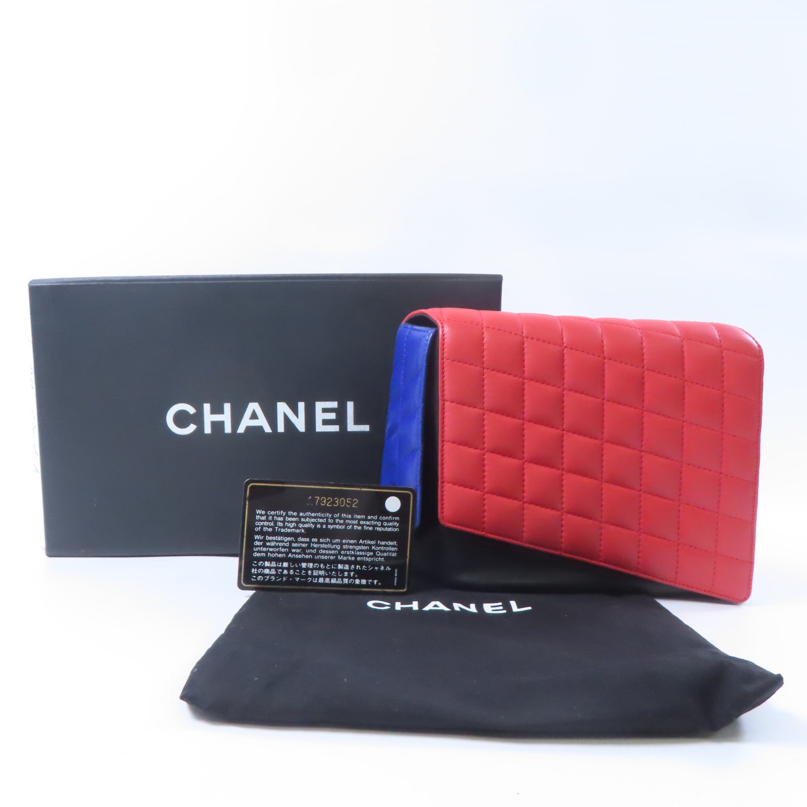 CHANEL 羊皮皮革Fresh Air Clutch銀扣手拿包紅色/黑色/藍色