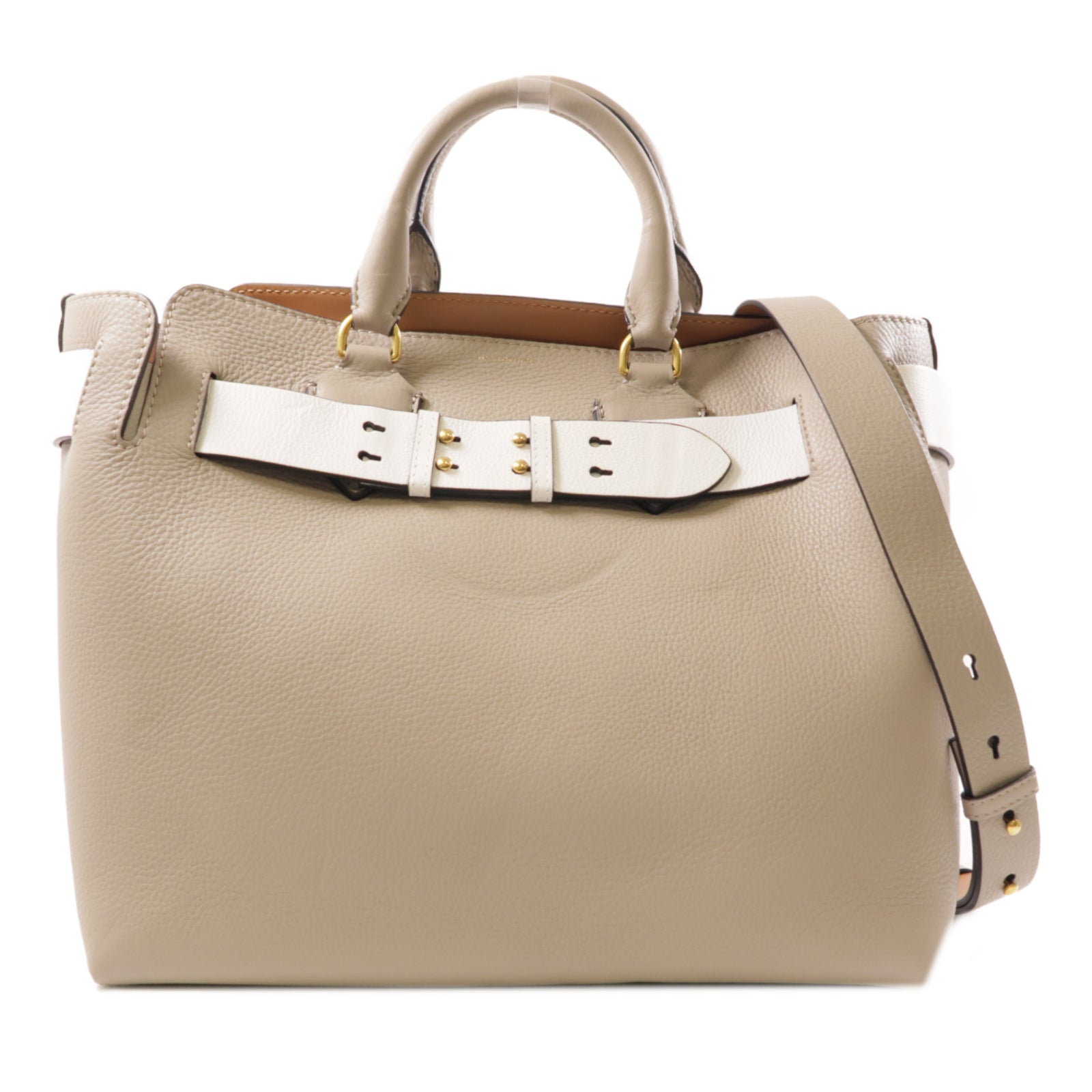 BURBERRY 牛皮皮革Shoulder Bag金扣手挽肩背兩用袋灰色