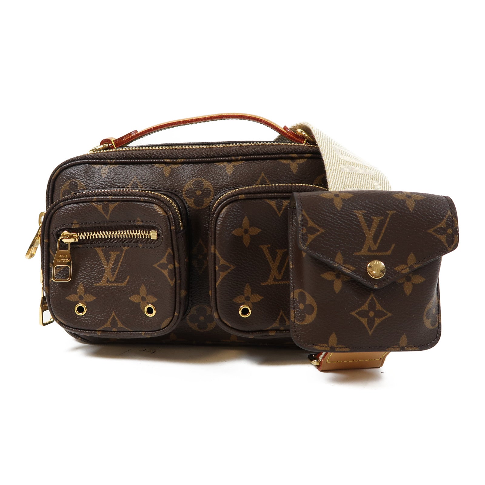 LOUIS VUITTON Monogram Utility金扣手挽肩背兩用袋啡色