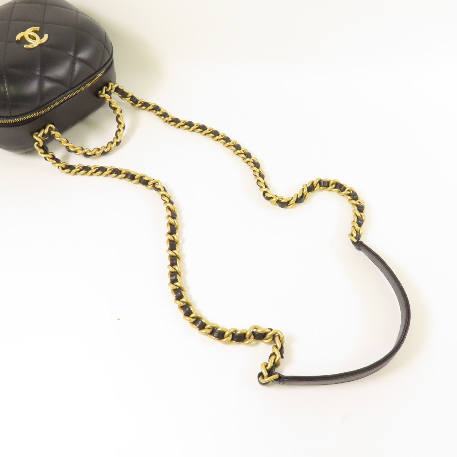 CHANEL CC GHW Small Vanity Case 2Way Shoulder Hand Bag Calfskin Leather Black