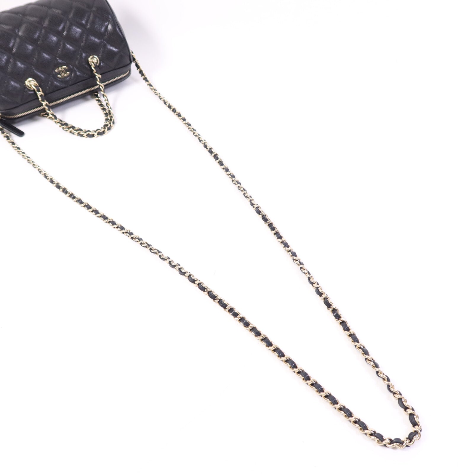 CHANEL 牛皮皮革2 Way Shoulder Bag金扣鏈帶手挽肩背兩用袋