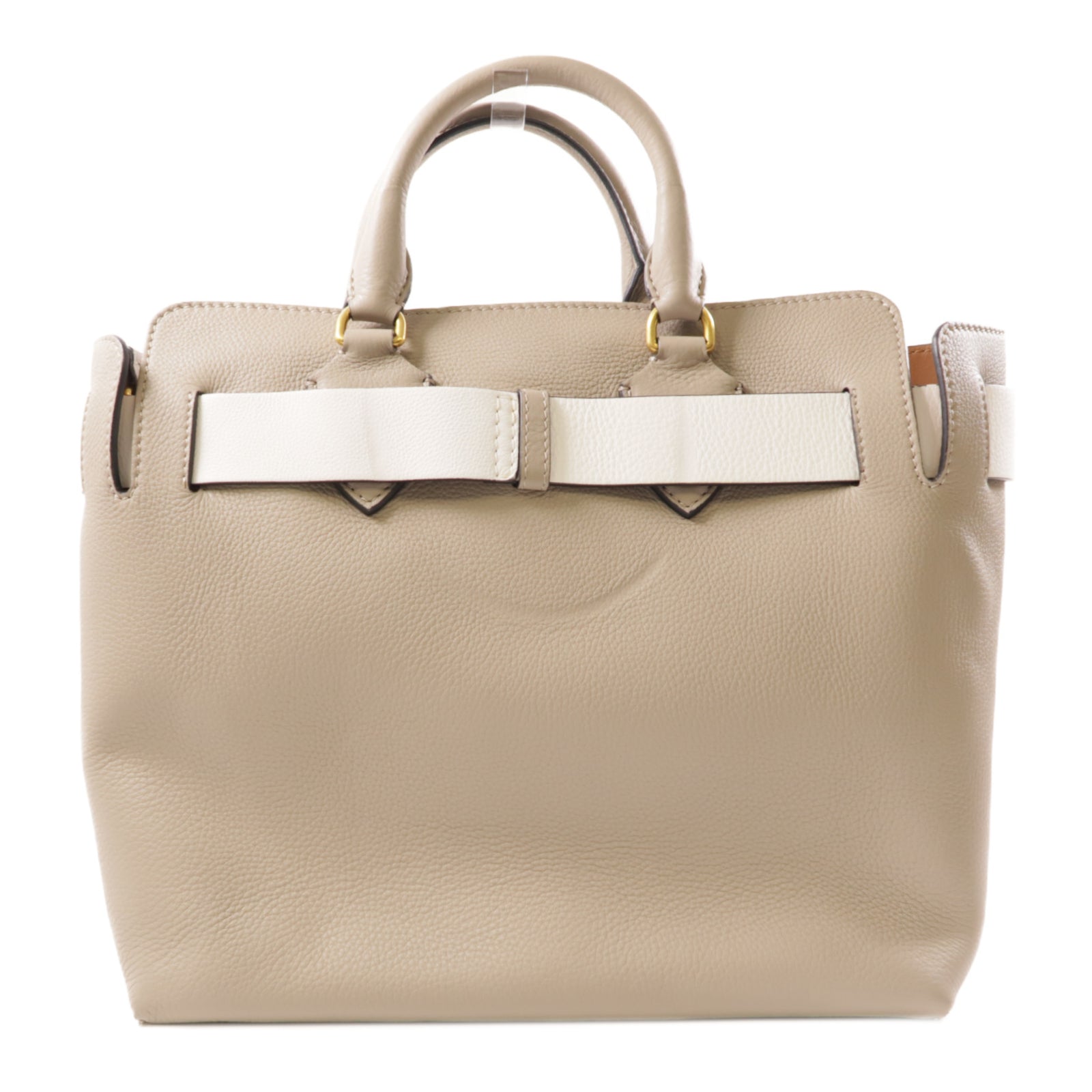 BURBERRY 牛皮皮革Shoulder Bag金扣手挽肩背兩用袋灰色