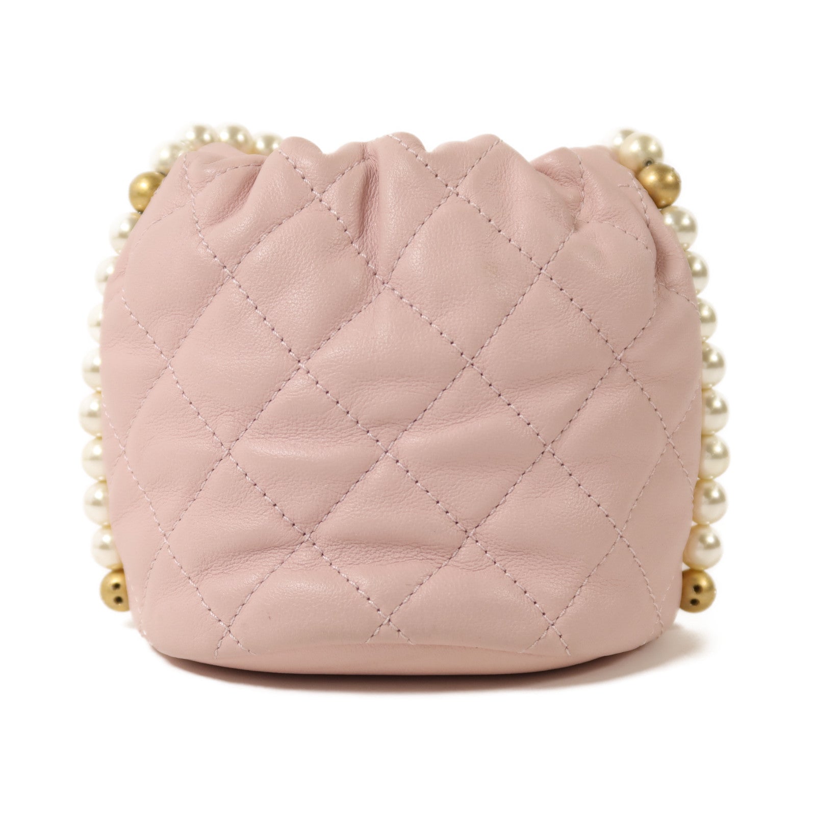 CHANEL 【激減優惠】羊皮皮革Bucket Pearl Bag金扣肩背袋