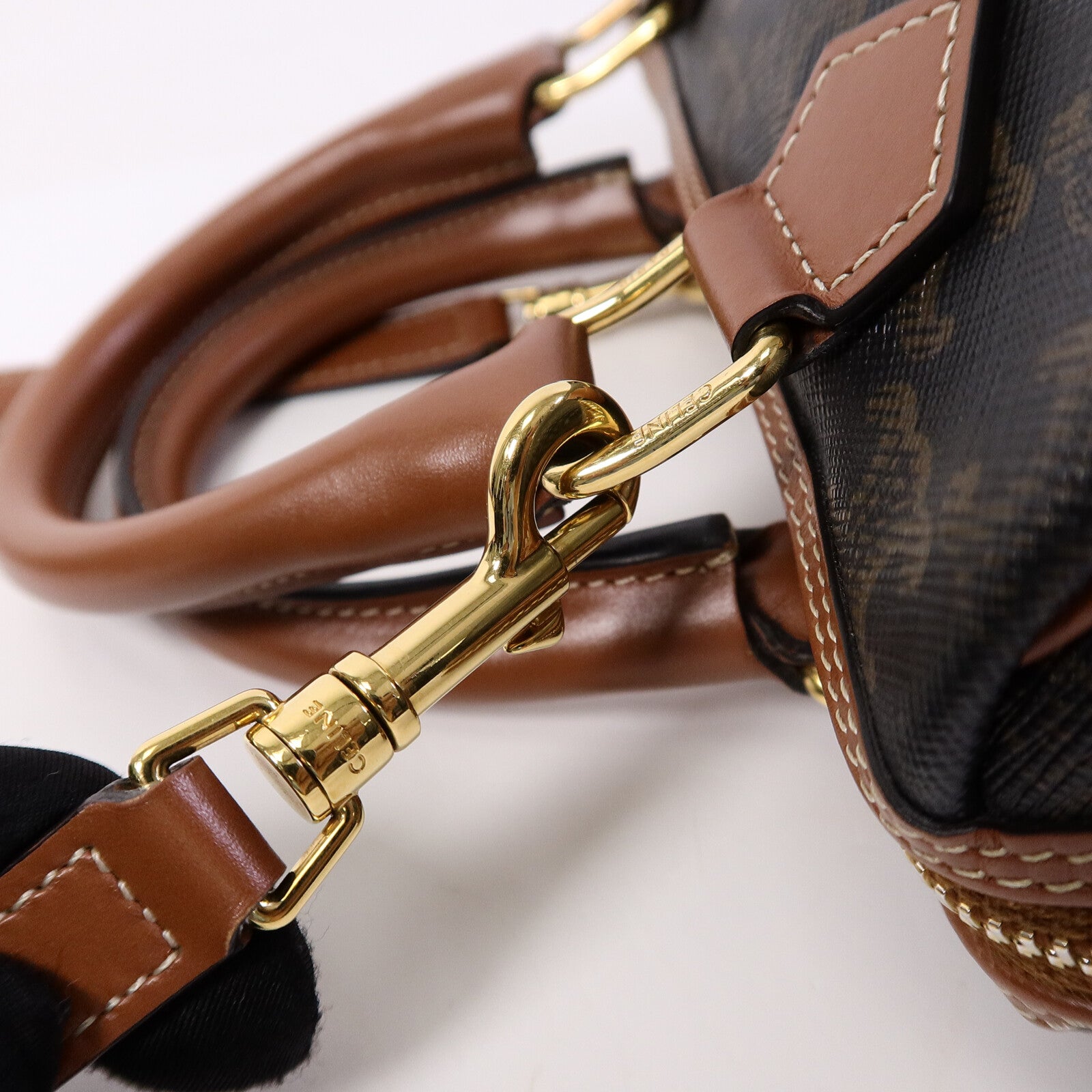 CELINE 塗層帆布Triomphe Small Boston手挽袋