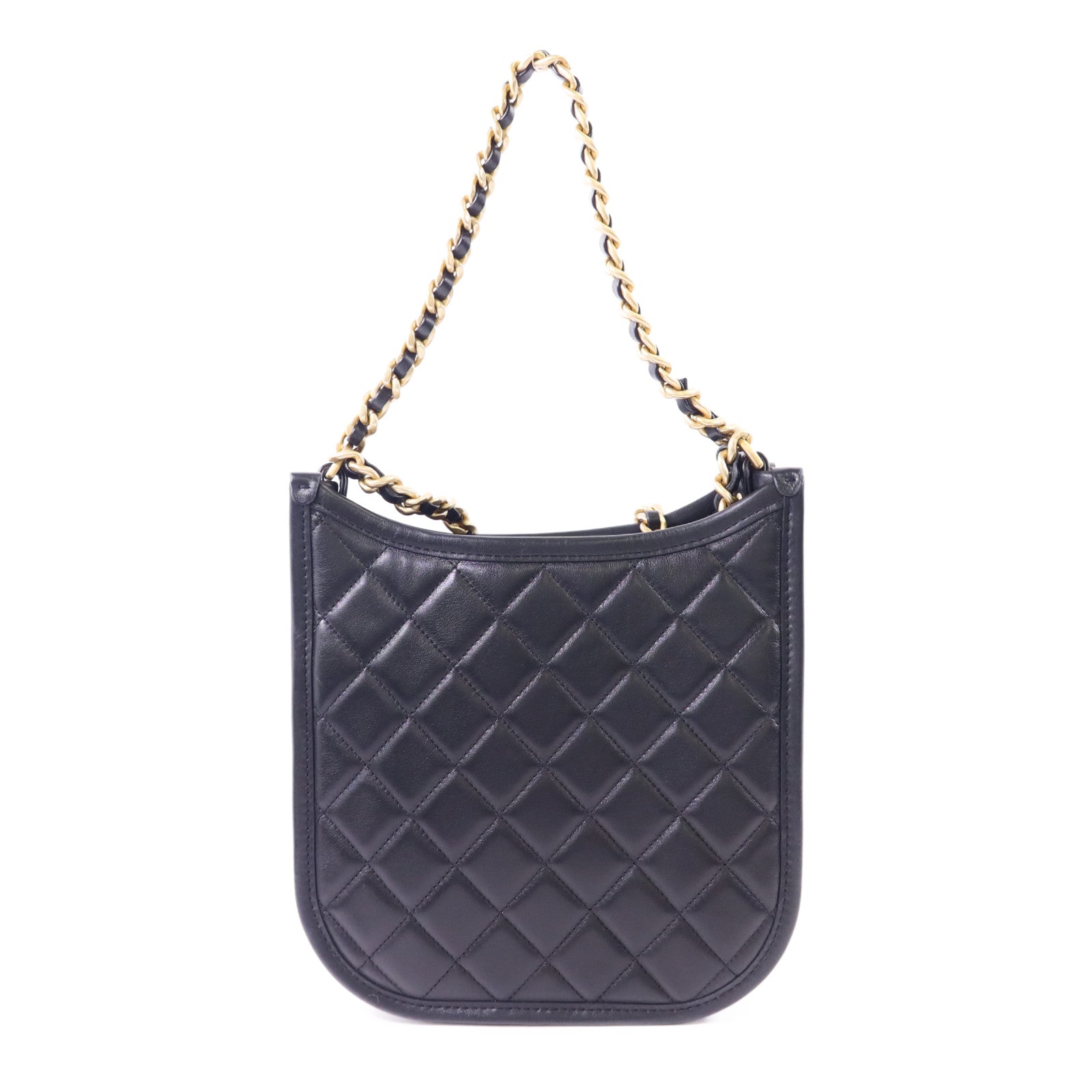 CHANEL 牛皮皮革24S Hobo金扣鏈帶肩背袋