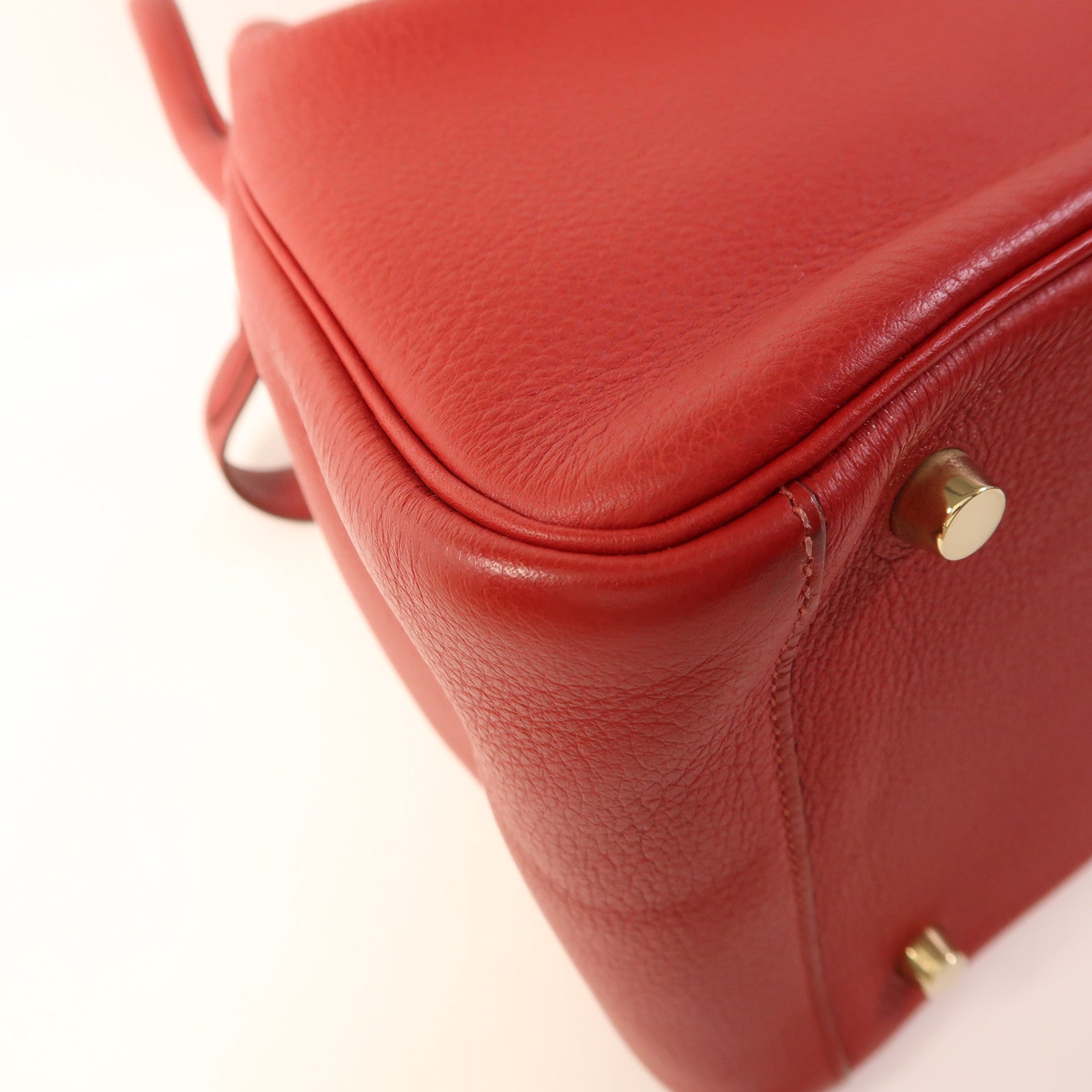 HERMES 【激減優惠】Clemence皮革Lindy 30金扣手挽肩背兩用袋 Rouge Tomate