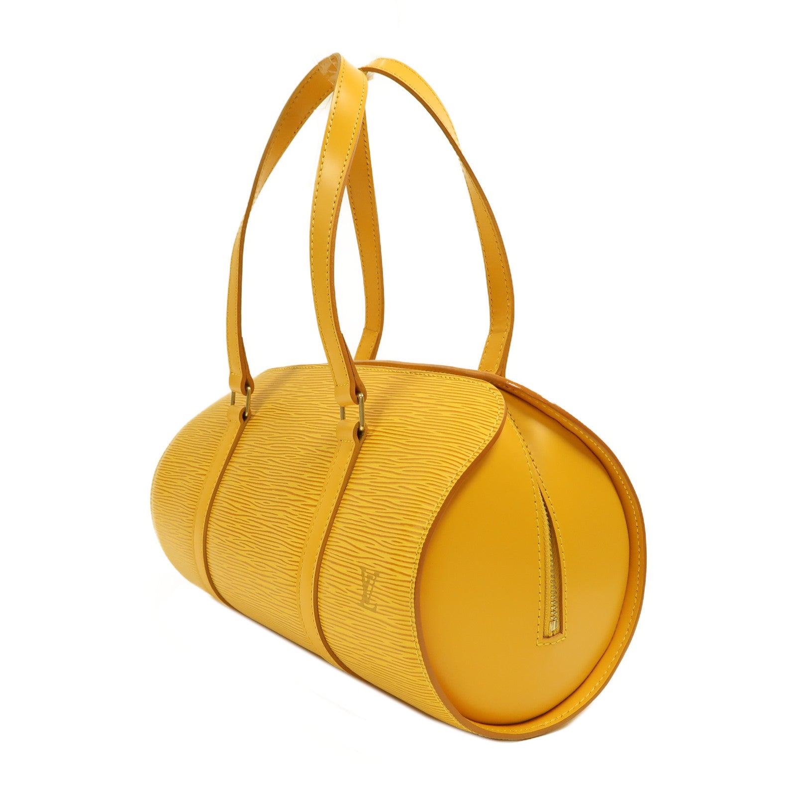 LOUIS VUITTON Epi皮革Soufflot金扣手挽袋黃色