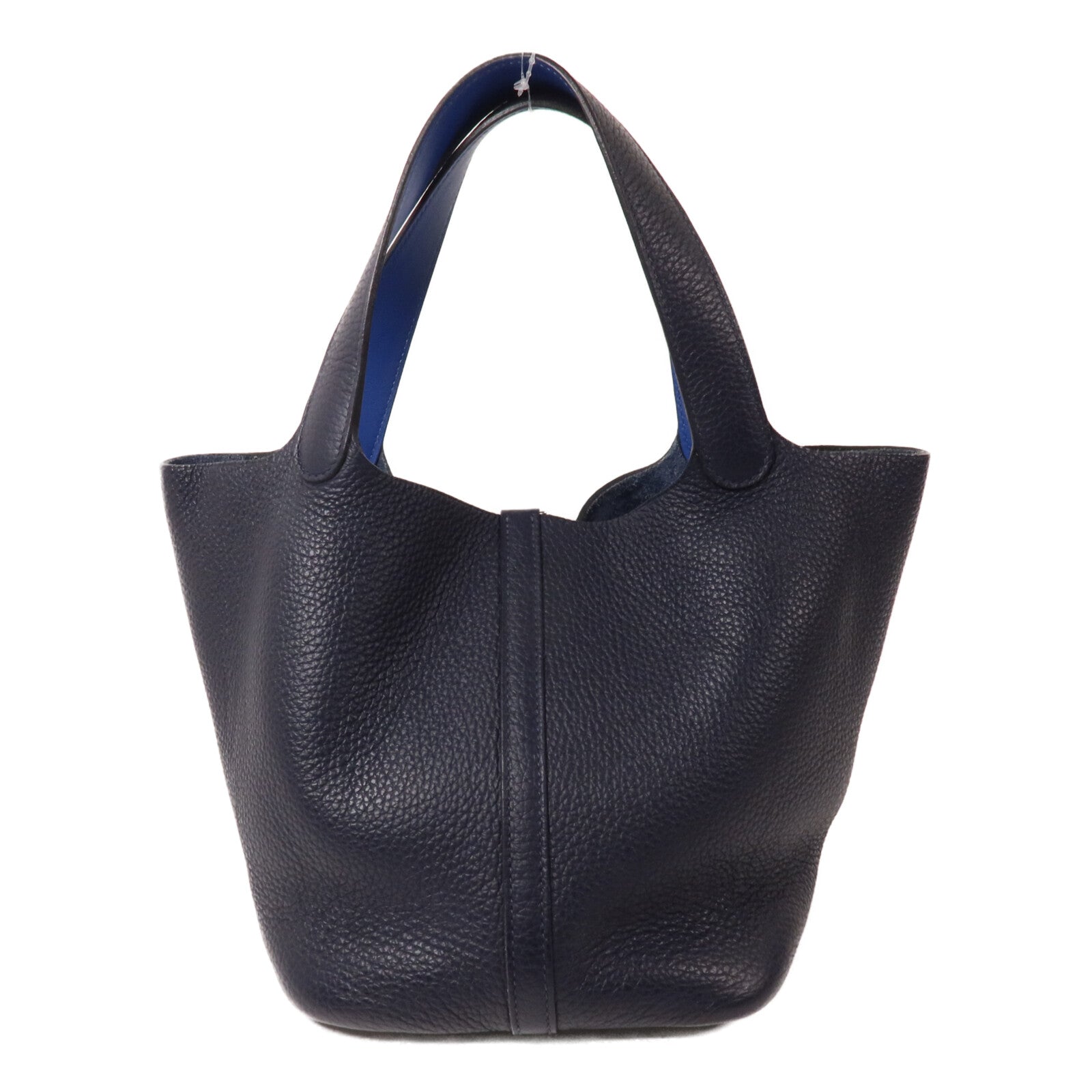 HERMES Clemence皮革Picotin MM扣手挽袋Bleu Nuit