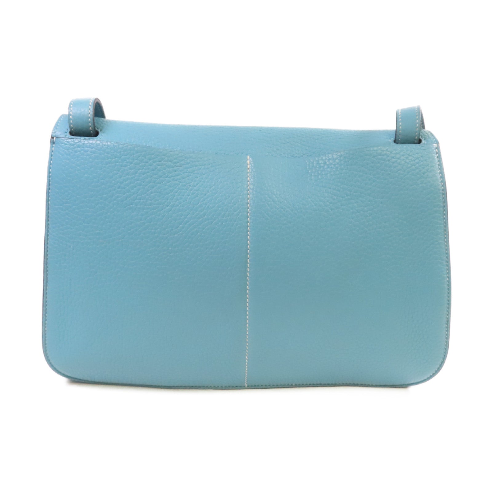 HERMES 【激減優惠】Clemence皮革Halzan 31 2Way Shoulder Bag銀扣手挽肩背兩用袋Bleu Jean牛仔藍色