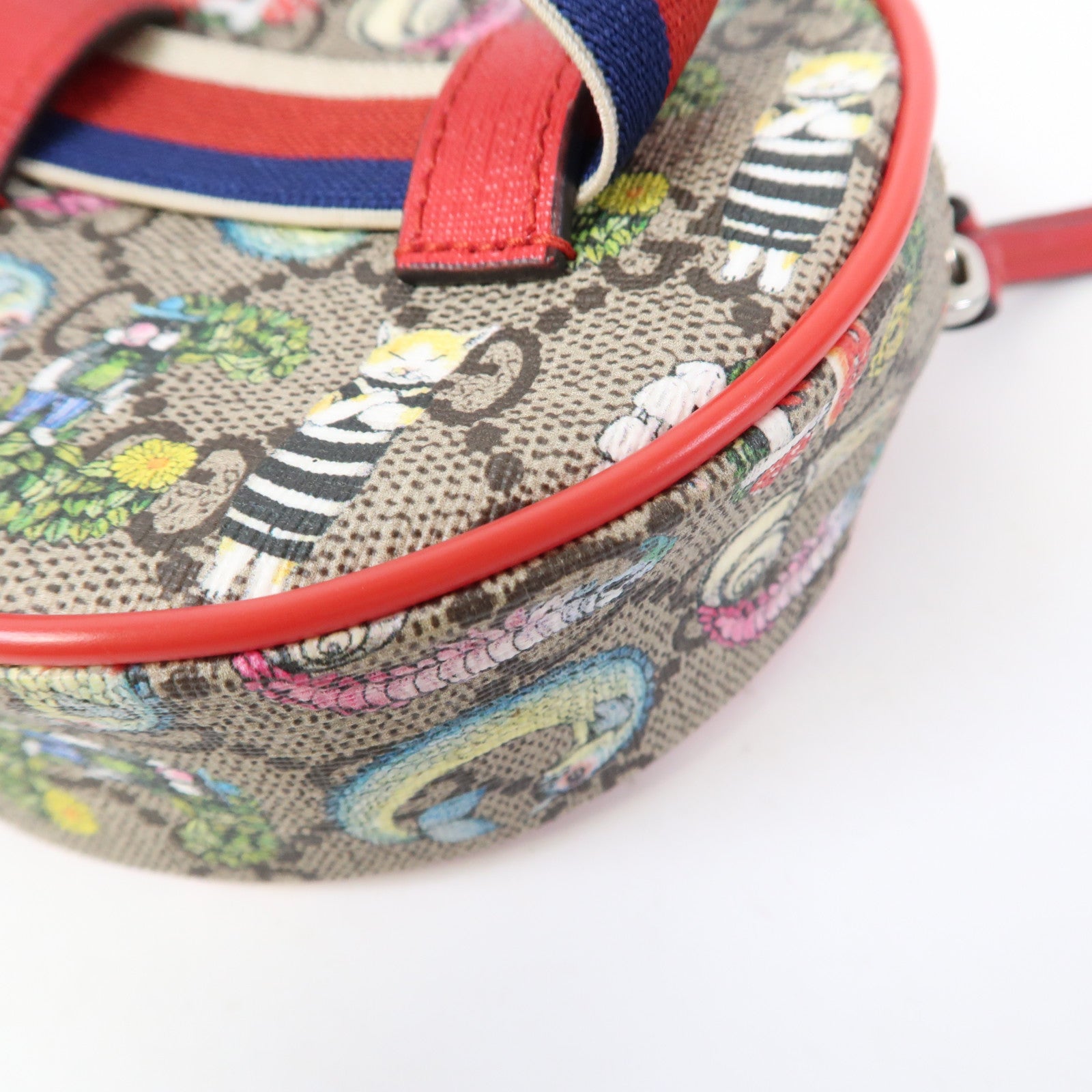 GUCCI 塗層帆布Yuko Higuchi Belt Bag銀扣腰包啡色/紅色