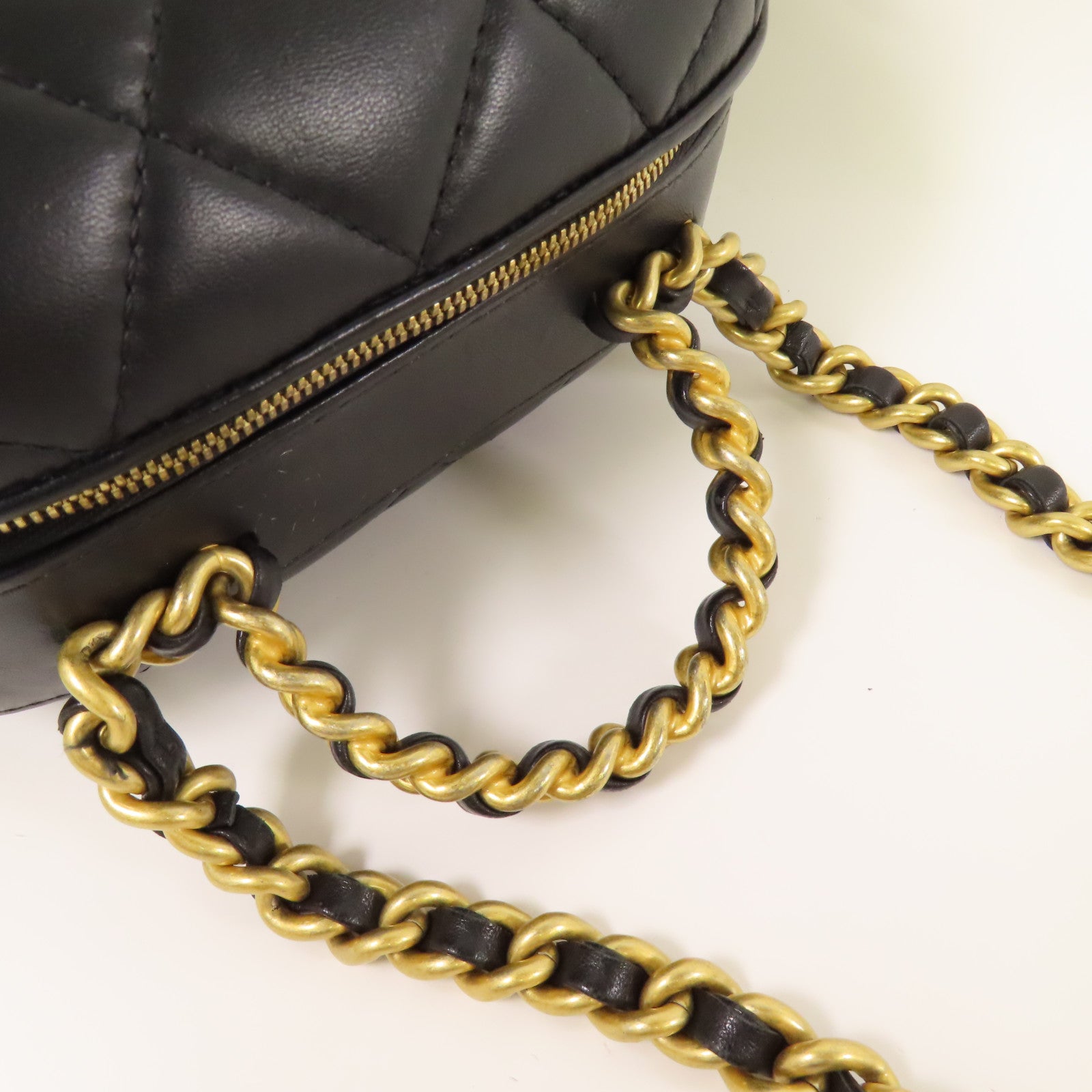 CHANEL CC GHW Small Vanity Case 2Way Shoulder Hand Bag Calfskin Leather Black