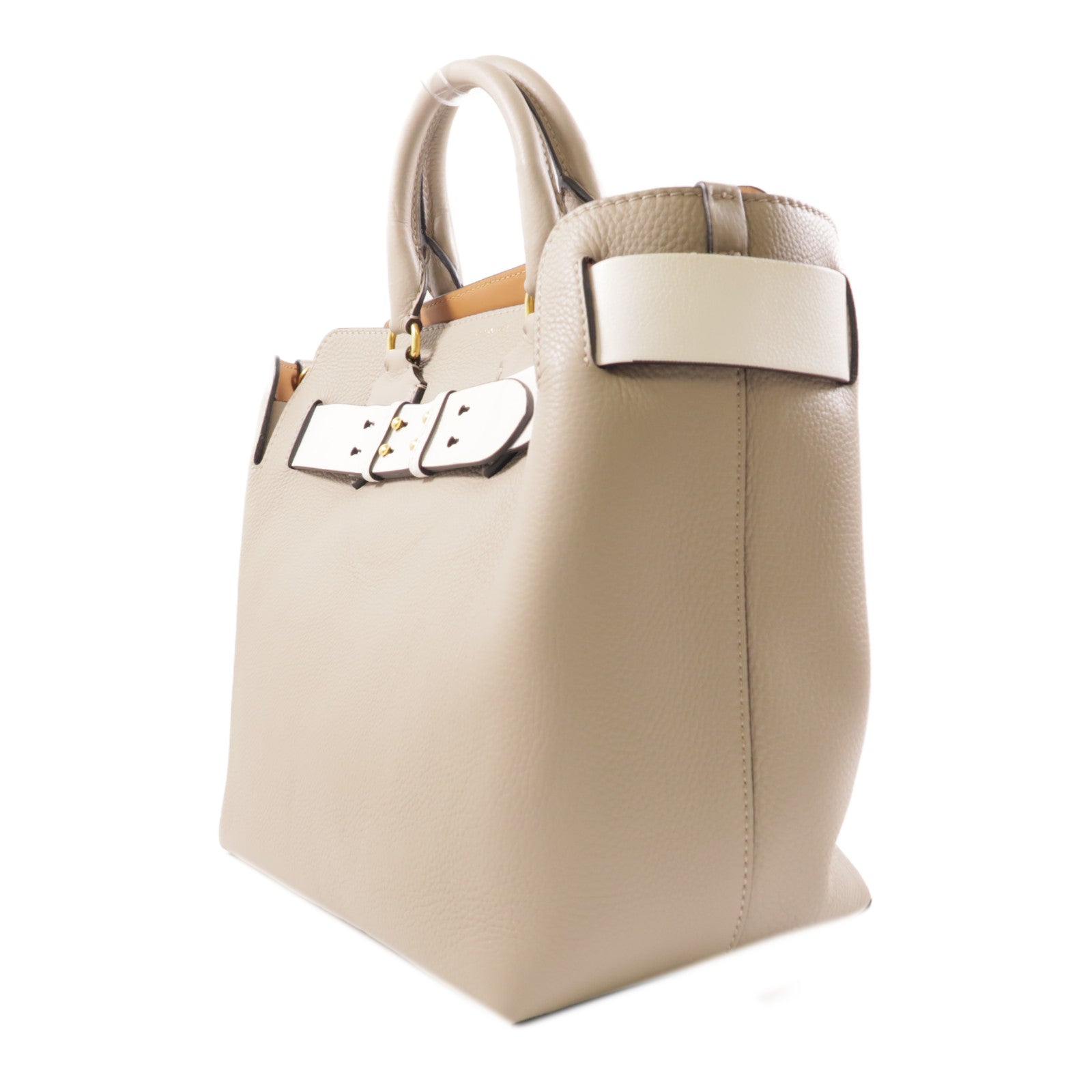 BURBERRY 牛皮皮革Shoulder Bag金扣手挽肩背兩用袋灰色