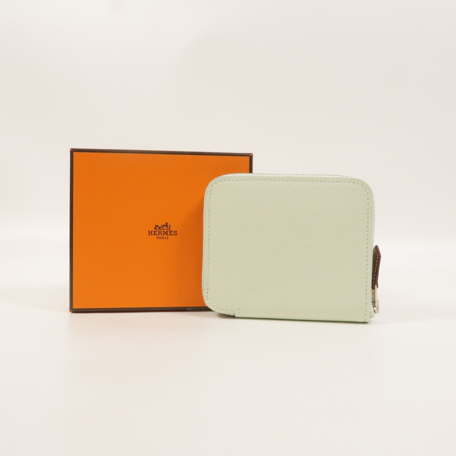 HERMES Epsom皮革Silk In Compact Wallet錢包Vert Fizz