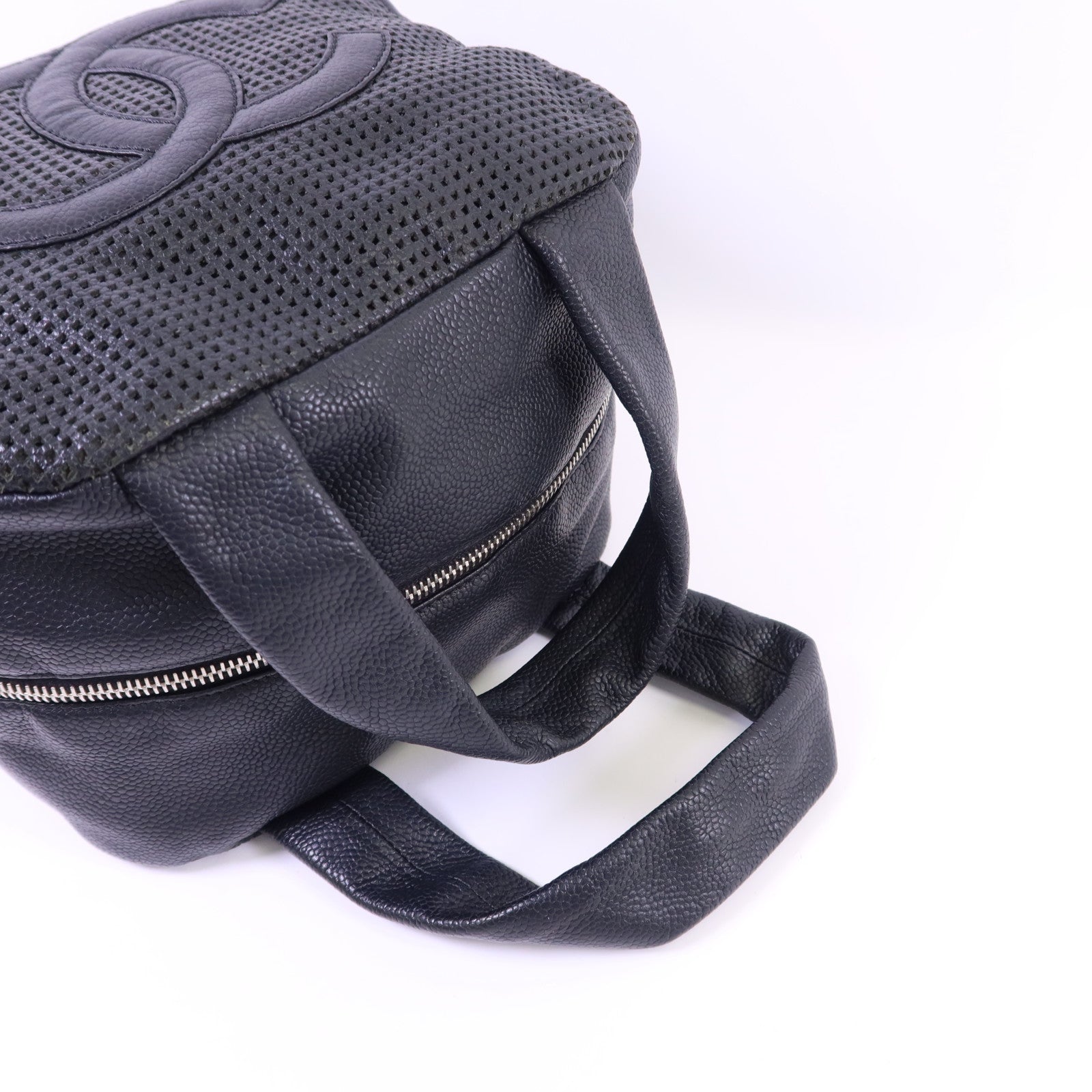 CHANEL 皮革Handbag銀扣手挽袋