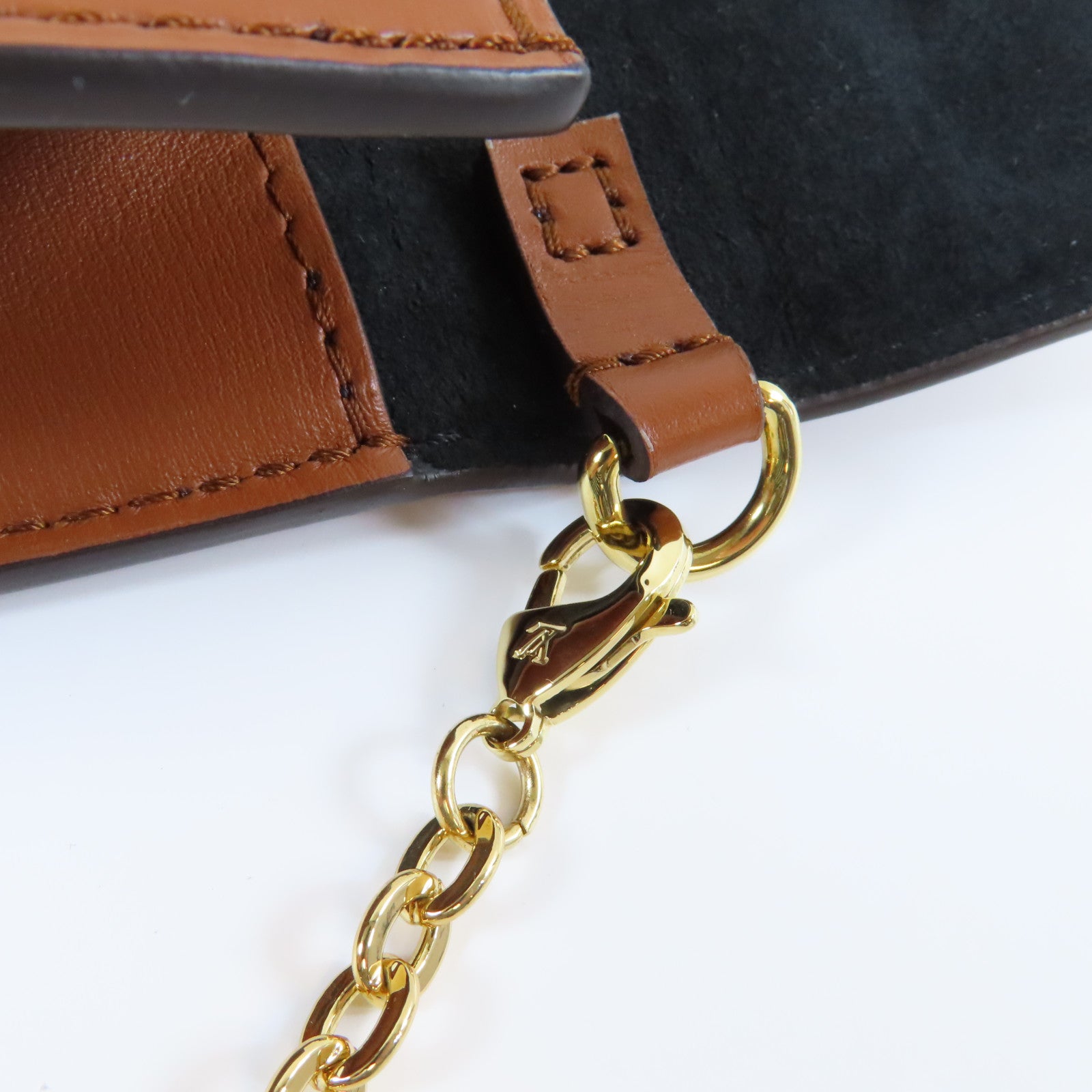 LOUIS VUITTON Monogram Reverse Dauphine金扣鏈帶肩背袋啡色