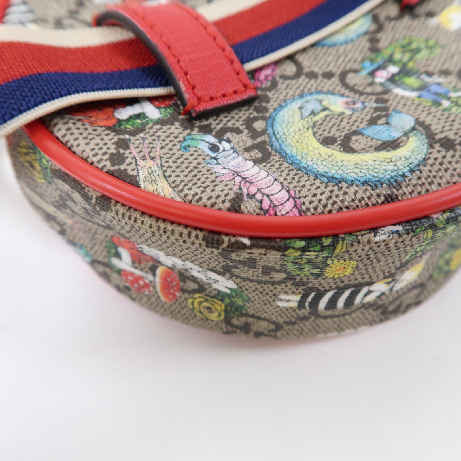 GUCCI 塗層帆布Yuko Higuchi Belt Bag銀扣腰包啡色/紅色