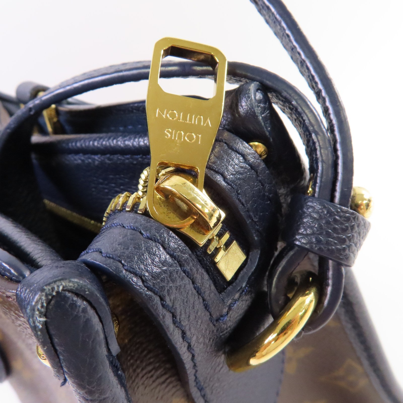 LOUIS VUITTON Monogram Popincourt PM 2Way Shoulder Bag金扣手挽肩背兩用袋啡色/寶藍色