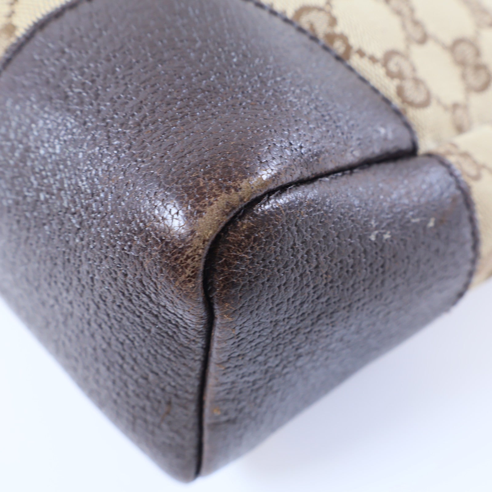 GUCCI 帆布Shoulder Bag銀扣肩背袋棕色