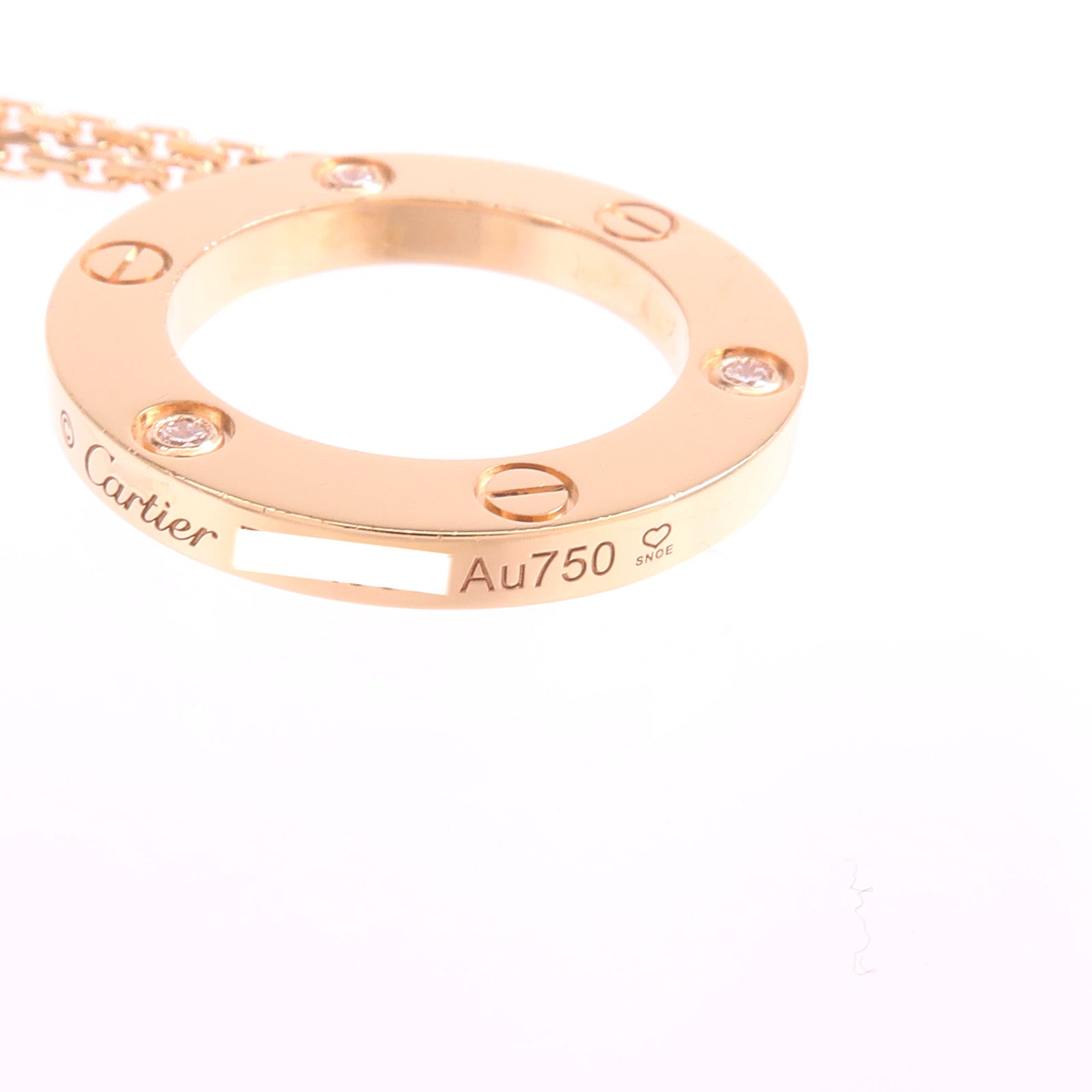 CARTIER 18K玫瑰金Love Pendant 3 Diamond鑽石項鍊