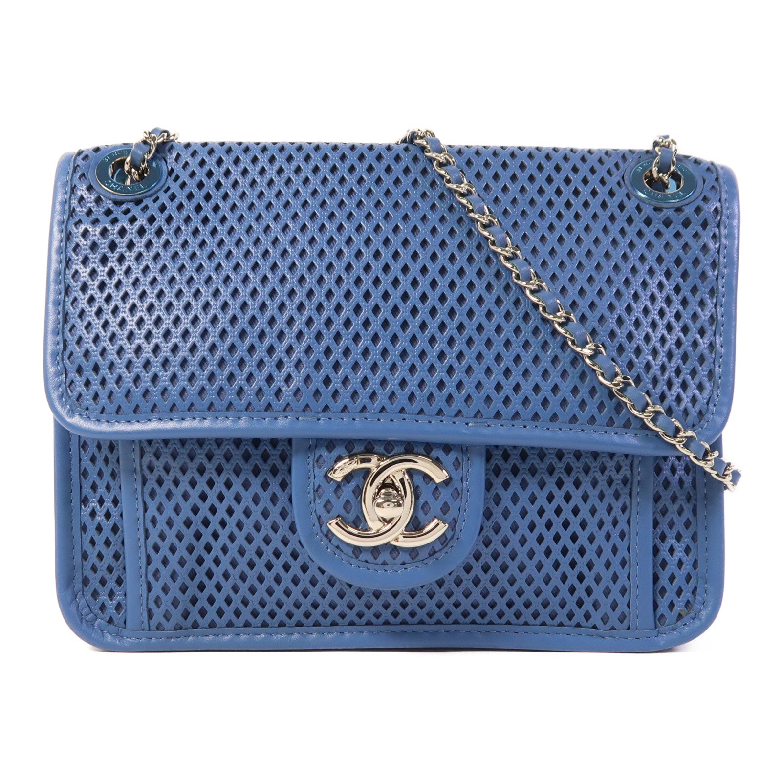 CHANEL 牛皮皮革Chain Shoulder銀扣鏈帶肩背袋