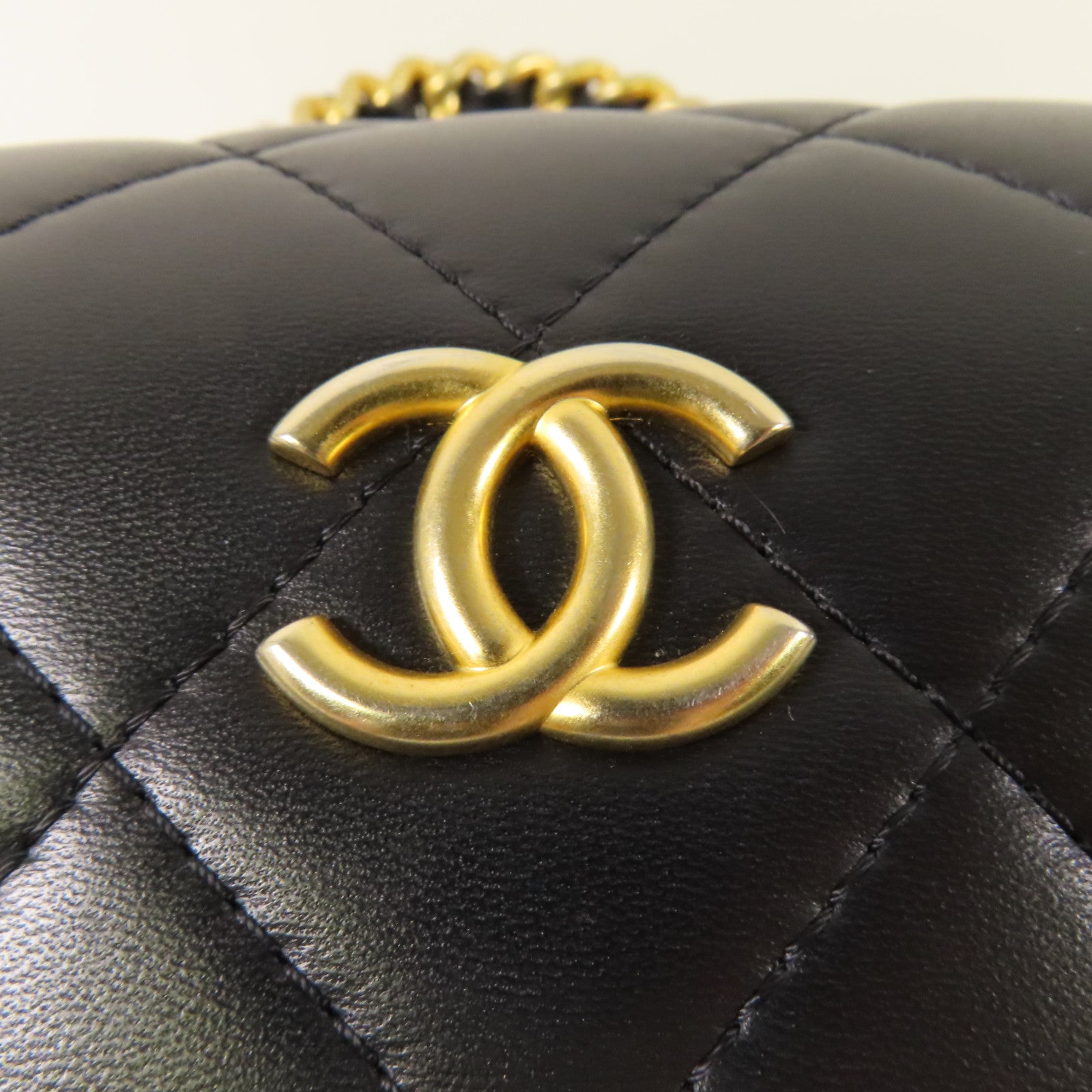 CHANEL CC GHW Small Vanity Case 2Way Shoulder Hand Bag Calfskin Leather Black