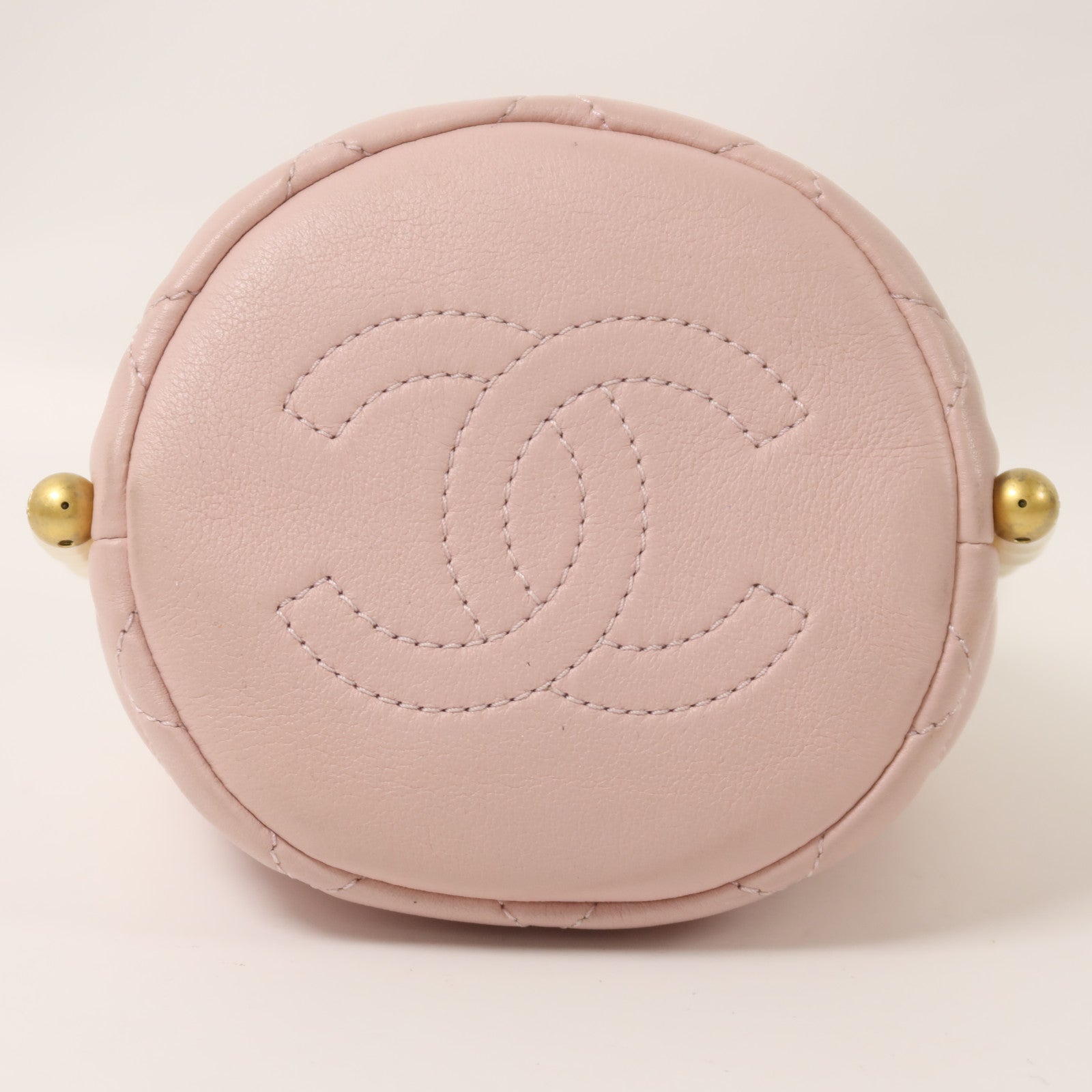 CHANEL 【激減優惠】羊皮皮革Bucket Pearl Bag金扣肩背袋