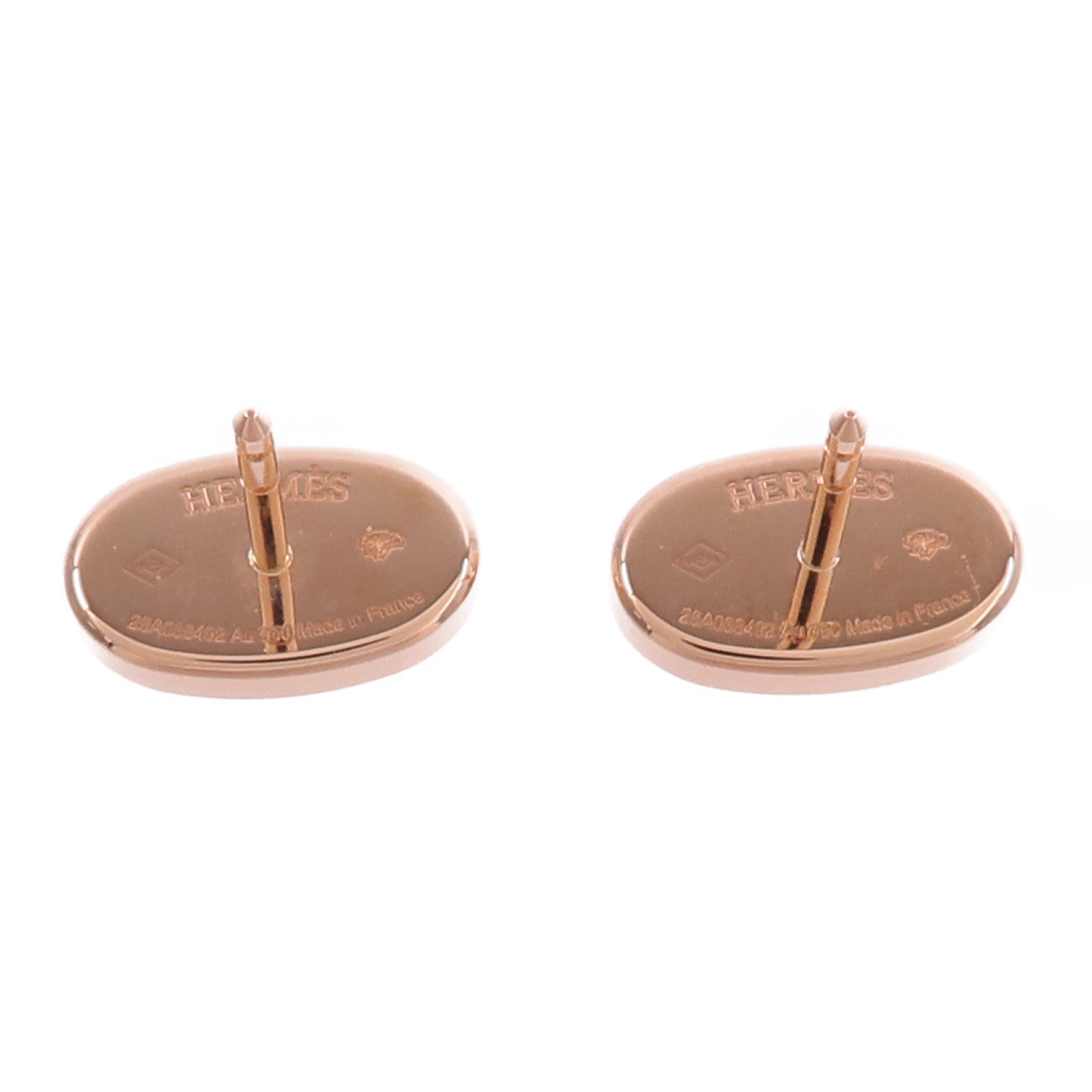 HERMES 18K玫瑰金/陶瓷Chaine Dancre Verso Earrings鑽石耳環