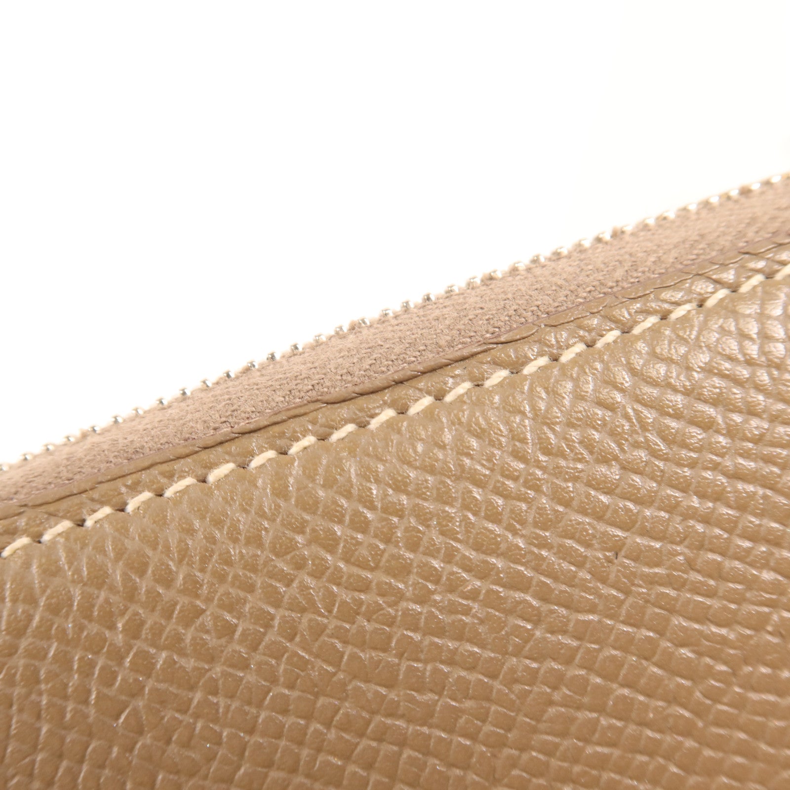 HERMES Epsom皮革Silk In Compact銀扣錢包Etoupe