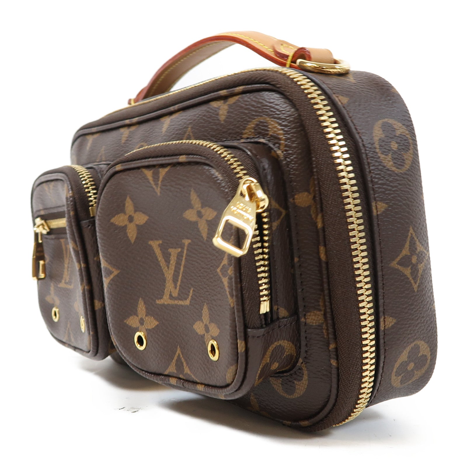 LOUIS VUITTON Monogram Utility金扣手挽肩背兩用袋啡色