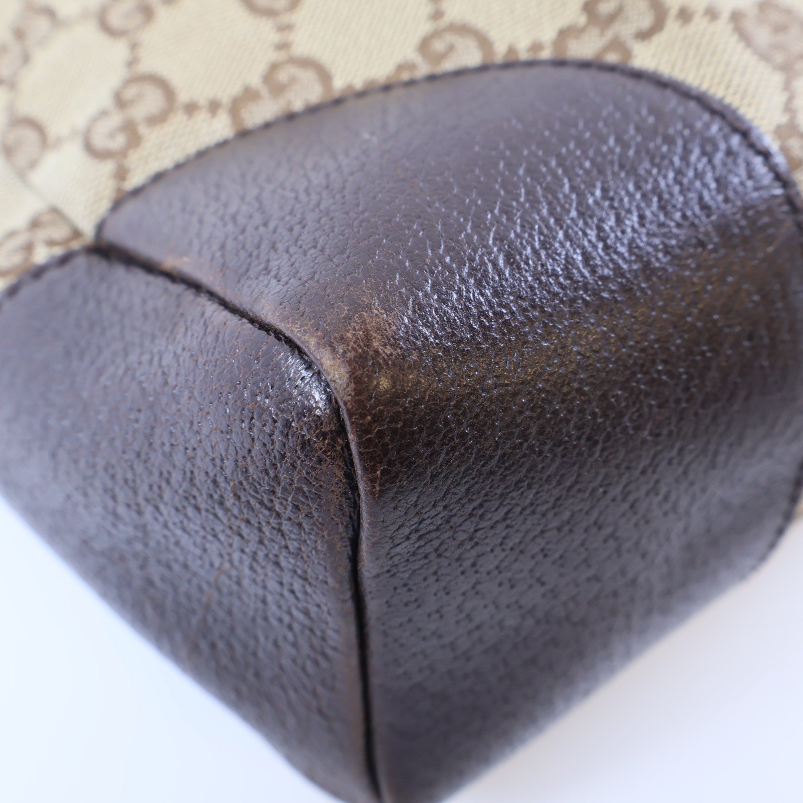 GUCCI 帆布Shoulder Bag銀扣肩背袋棕色