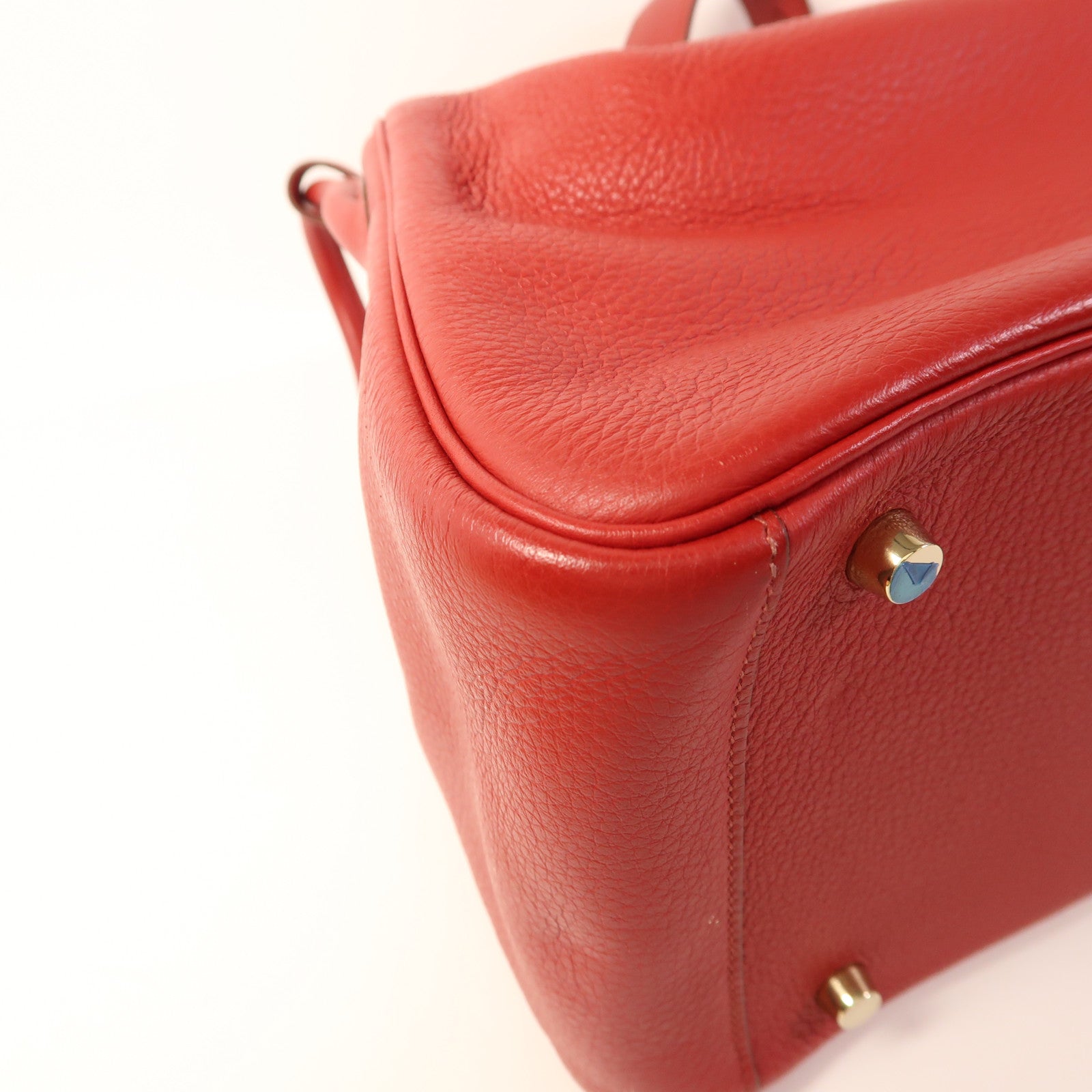 HERMES 【激減優惠】Clemence皮革Lindy 30金扣手挽肩背兩用袋 Rouge Tomate