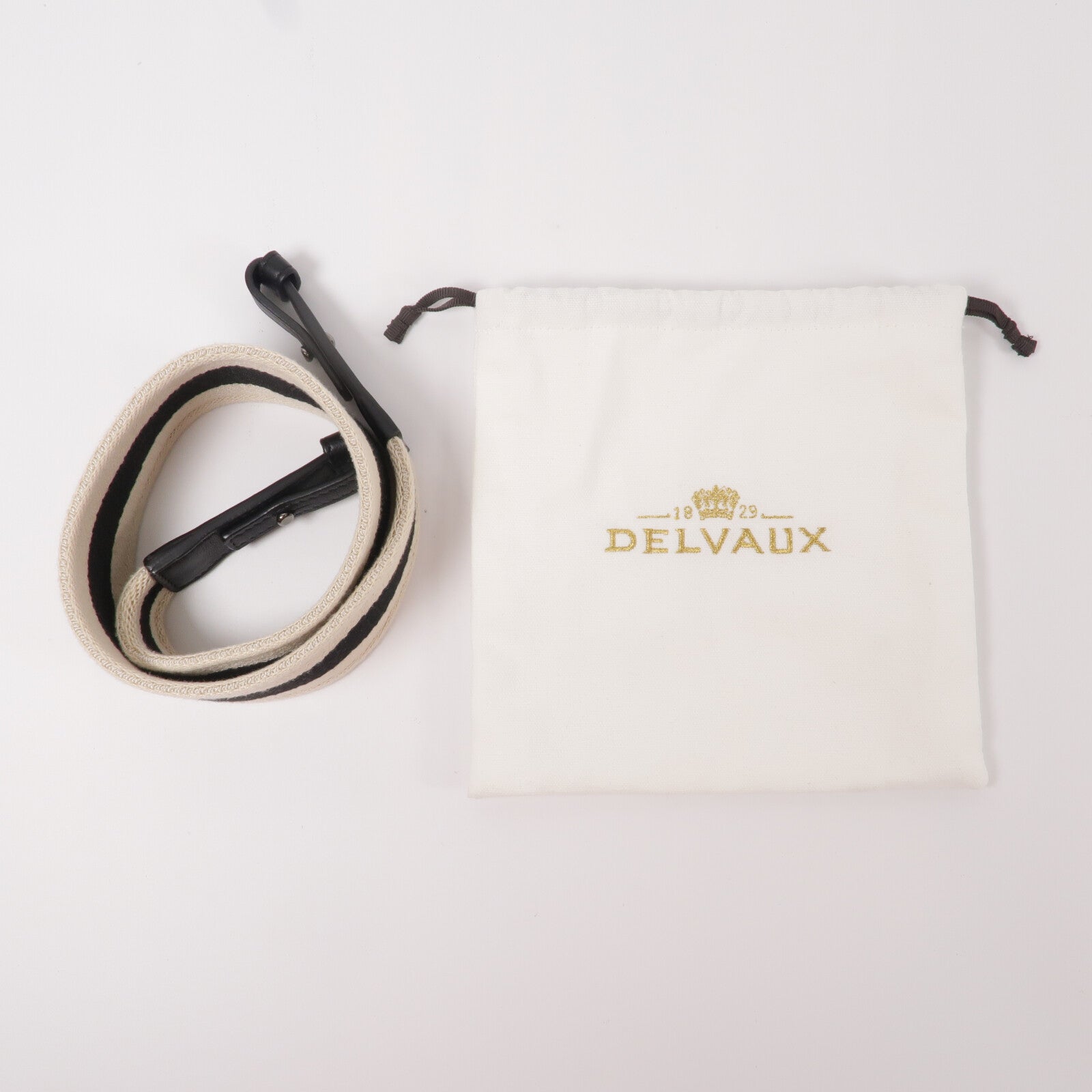 Delvaux 牛皮皮革/帆布Shoulder Strap肩背帶
