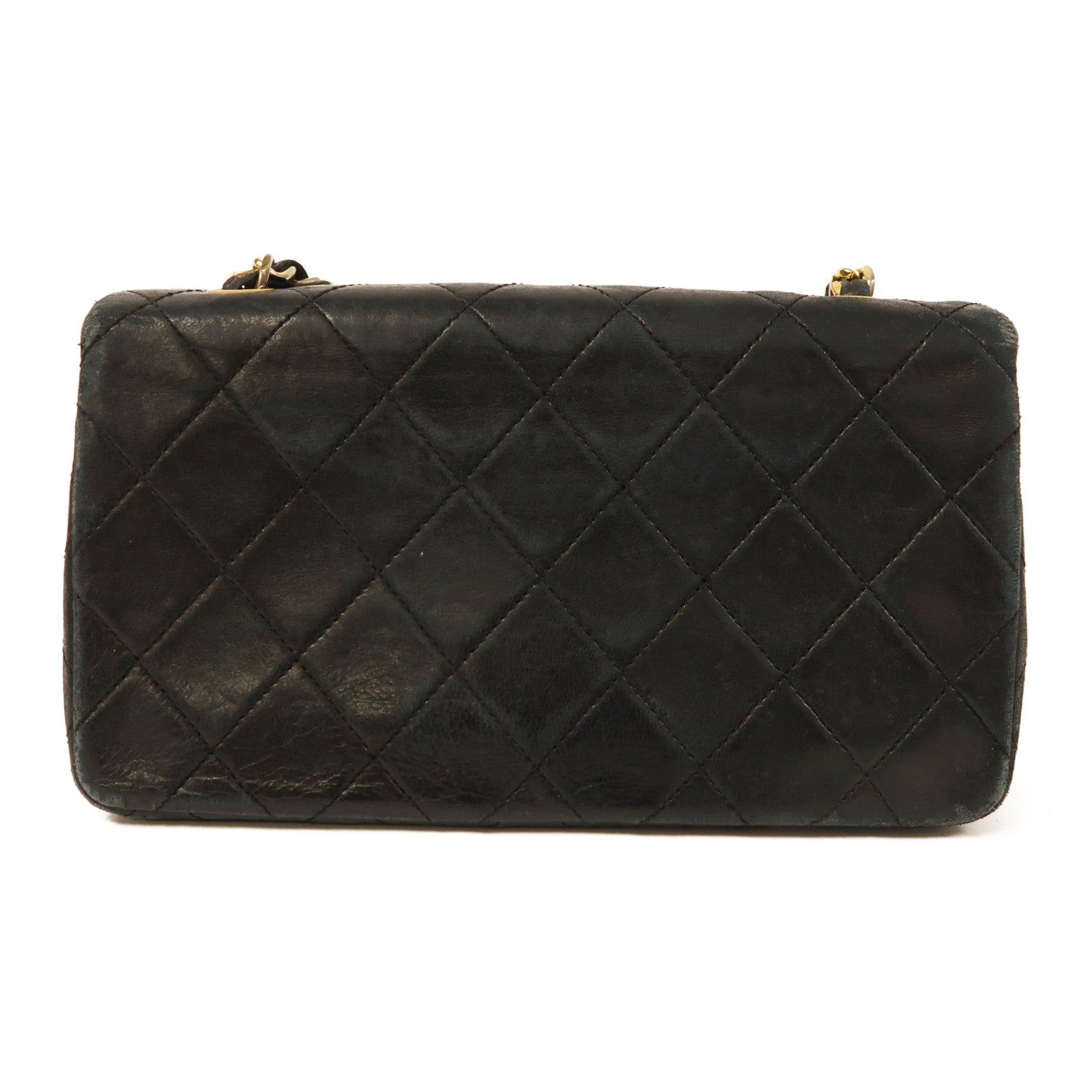 CHANEL 牛皮皮革Vintage Chain Shoulder金扣鏈帶肩背袋黑色