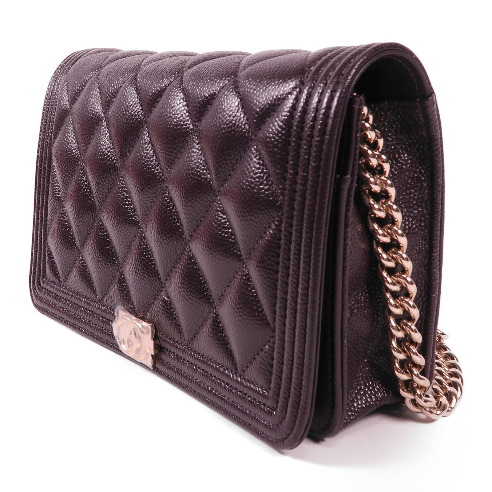 CHANEL 牛皮皮革Boy WOC Wallet On Chain金扣鏈帶肩背袋