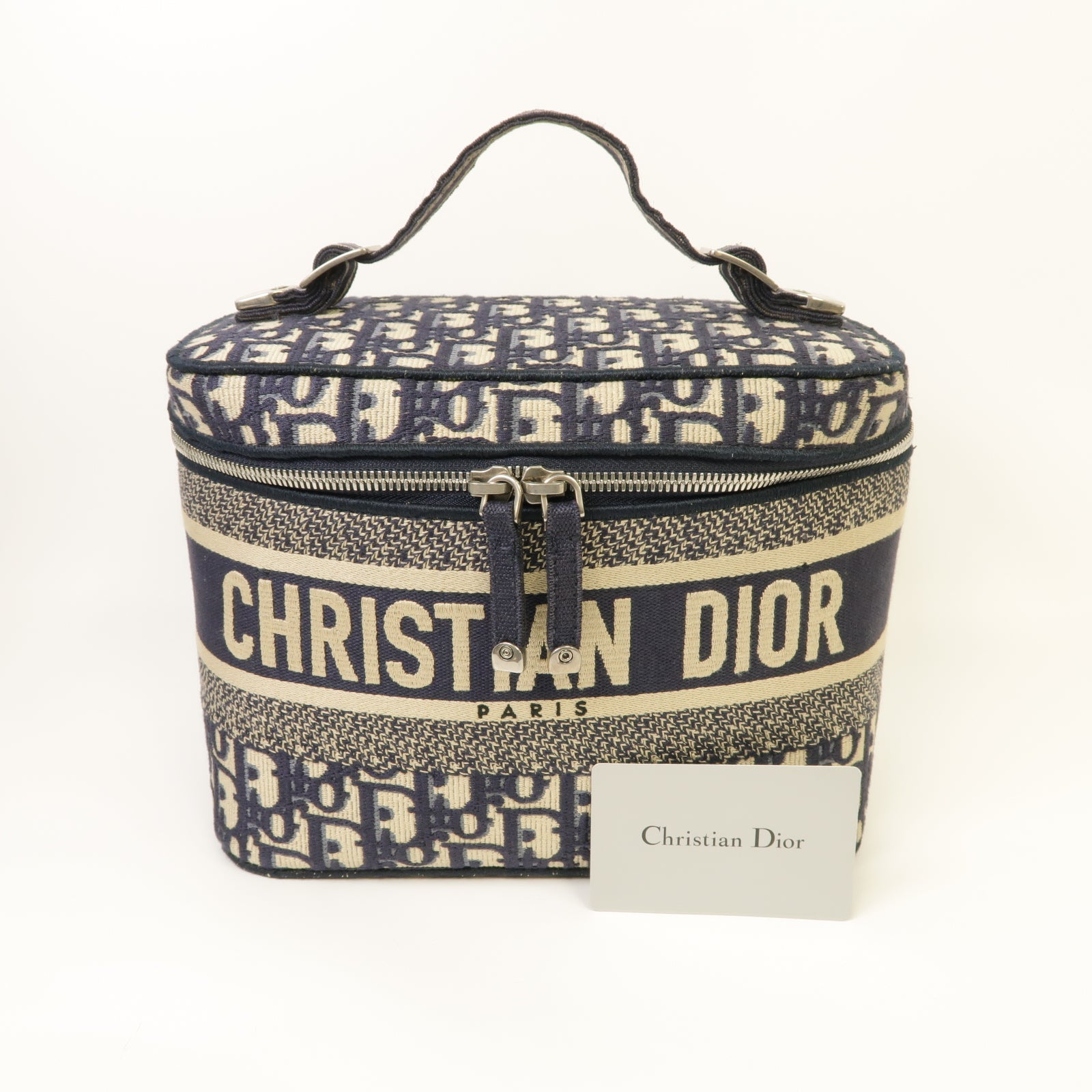 Dior 【激減優惠】帆布Dior Travel Vanity Case銀扣手挽袋/化妝袋藍色