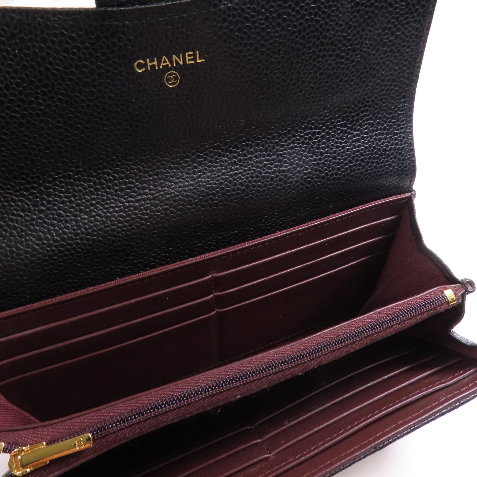 CHANEL 牛皮皮革Long Wallet金扣長錢包