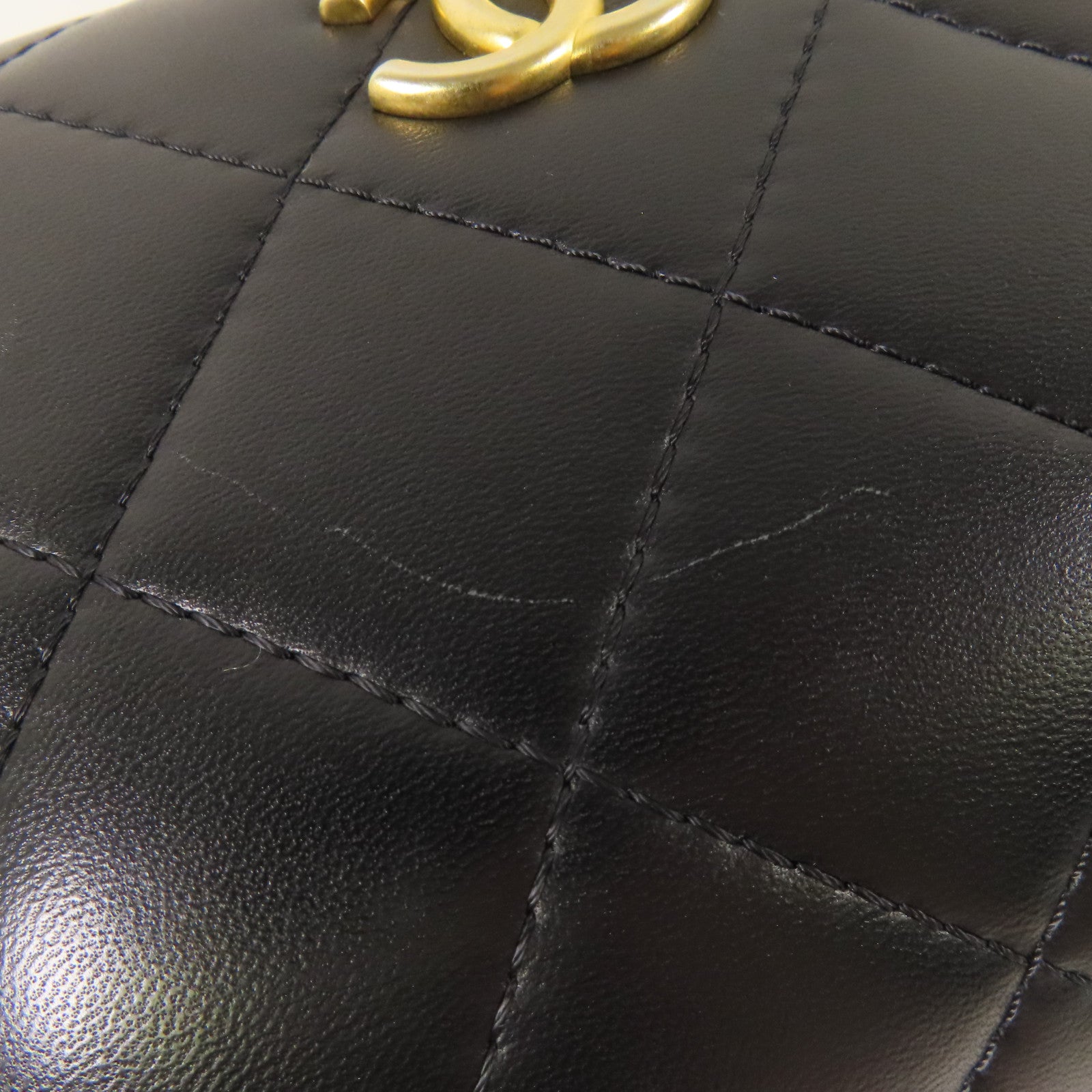 CHANEL CC GHW Small Vanity Case 2Way Shoulder Hand Bag Calfskin Leather Black