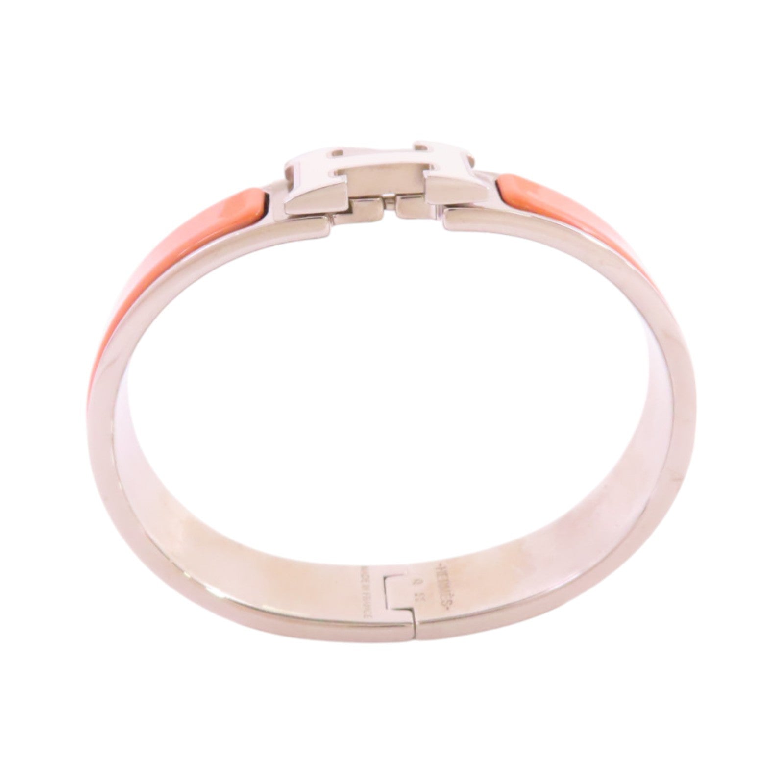 HERMES 金屬/琺瑯Clic H Bracelet銀扣手鐲